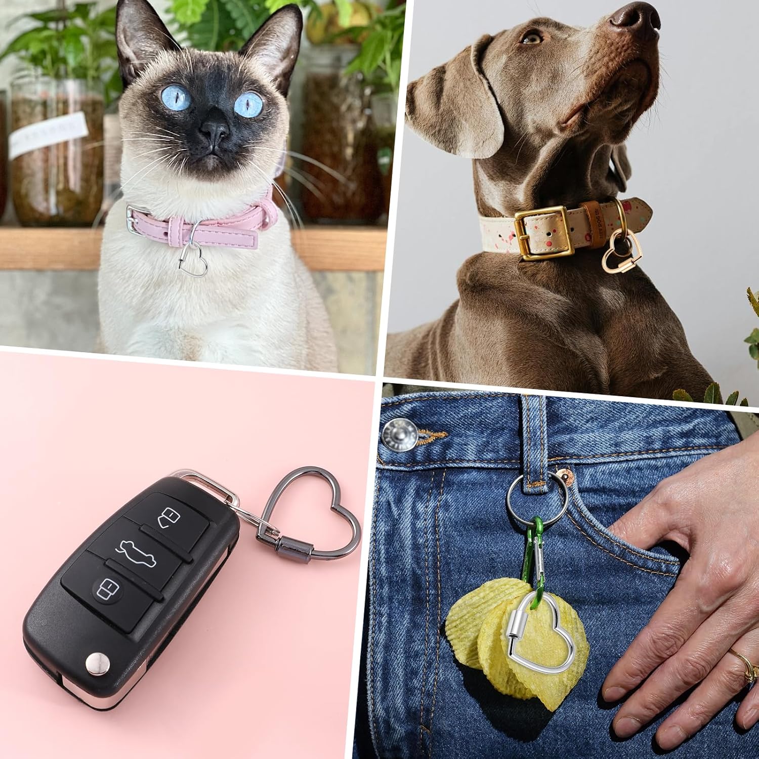 10 Pcs Heart Shaped Carabiner Metal Screw Heart Keychain Clip Backpack Clips Heavy Duty Carabiner Hardware Accessories for Handbag DIY Bags Key Rings and Craft Making Camping Hiking - Image 6