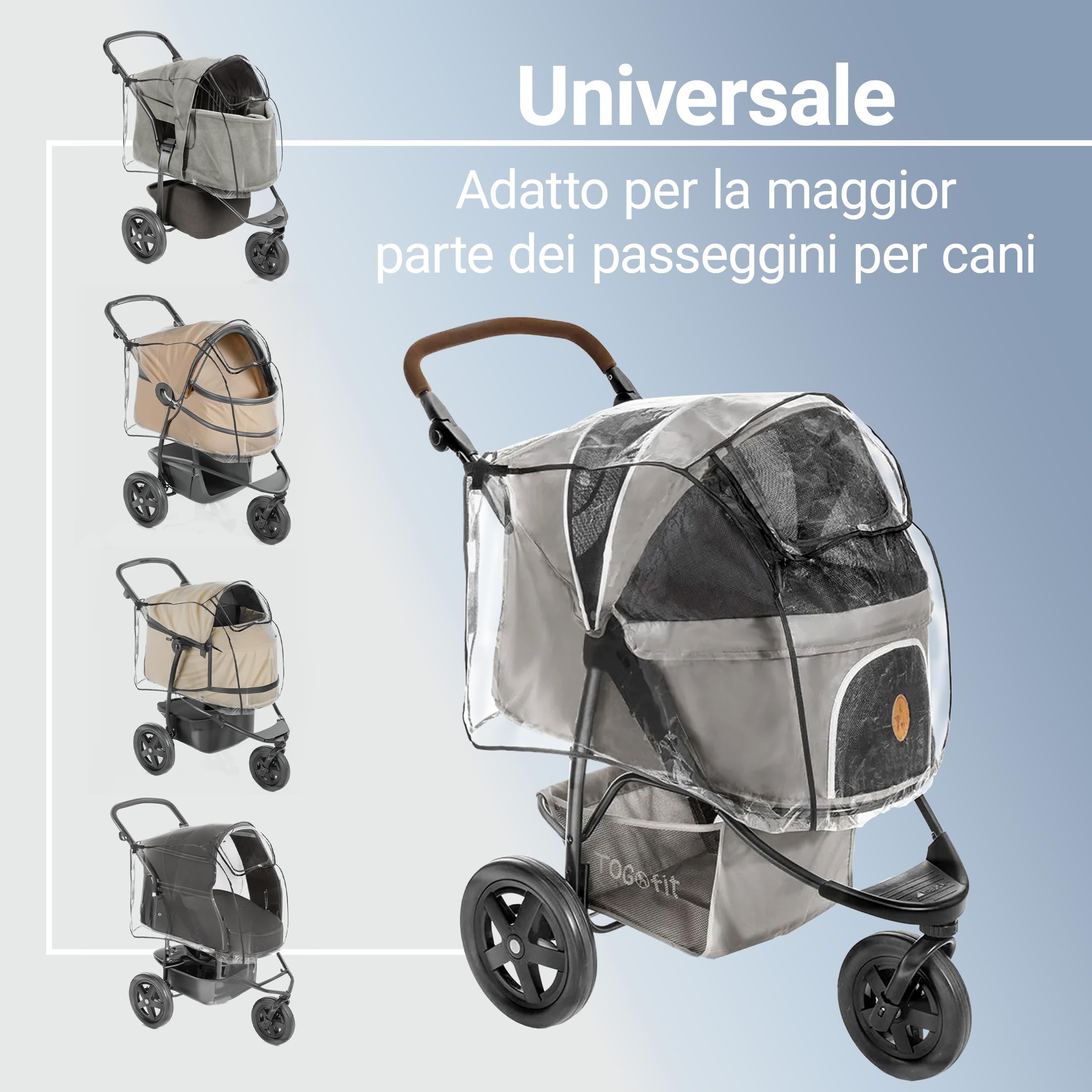 Zamboo Protezione Parapioggia Passeggino per Cani, Gatti, Conigli - Antipioggia con Finestra, Ventilazione e Cerniera (Carrozzina non inclusa)