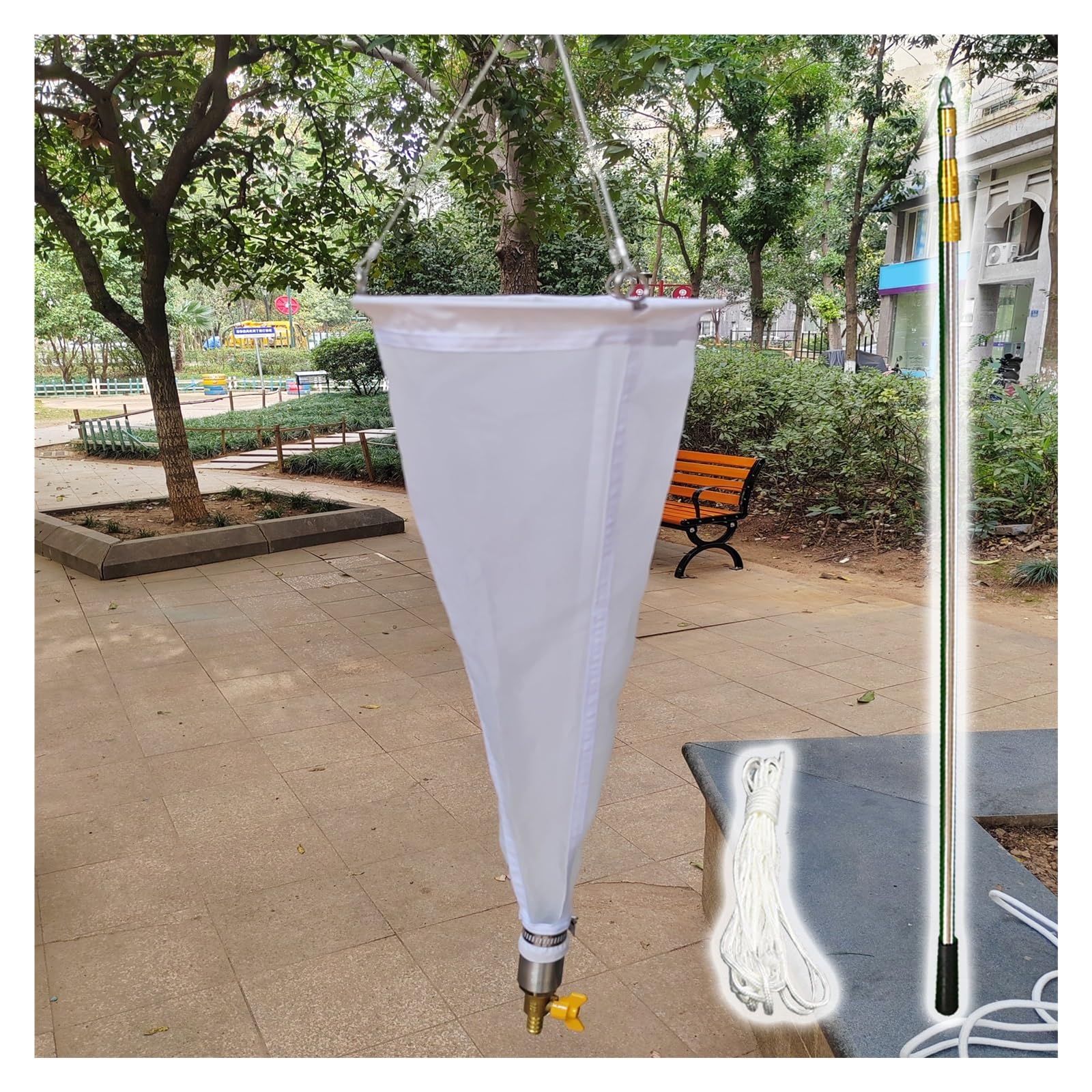 MRVAKDYDI Viscous Liquid Sampler, Plankton Net White 112μm 64μm Telescoping Pole 16ft Rope 4 Pcs(13# - 125 Mesh)