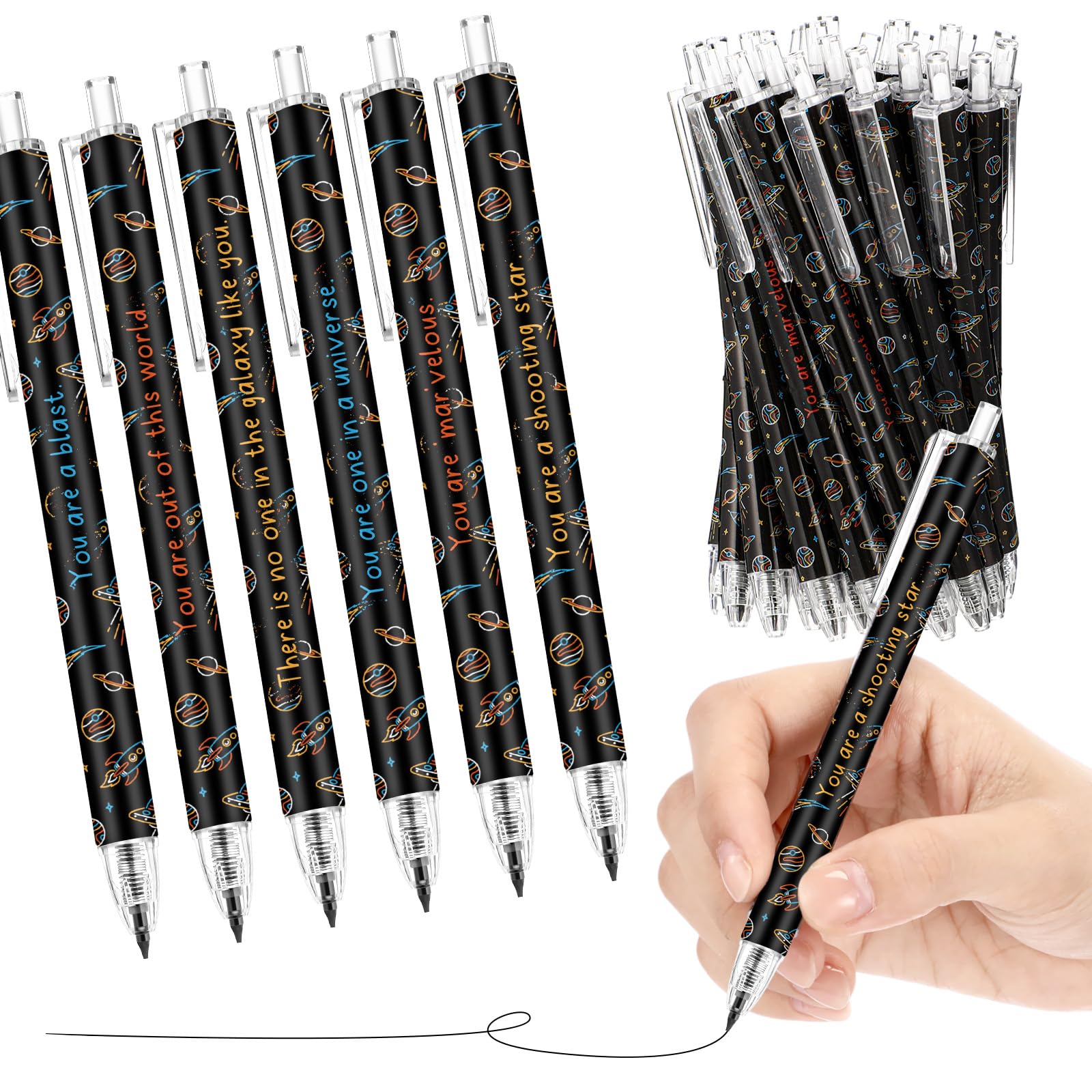 Sinload 60 Pcs Mechanical Pencil Bulk, 0.7 mm Cute Motivational Mechanical Pencil for Writing, Sketching, Drawing, Gifts from Teacher Reward Office