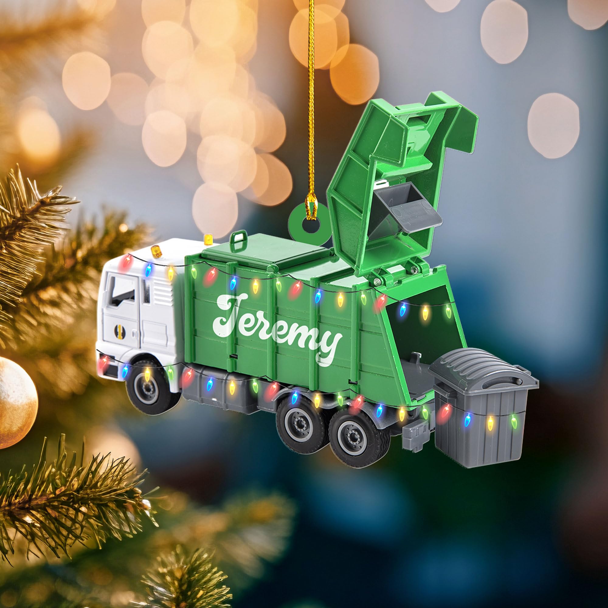 Personalized Garbage Truck Ornament – Custom Christmas Tree Decoration, Holiday Keepsake Gift for Sanitation Workers, Waste Management Staff, Truck