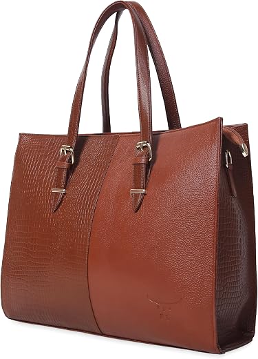 E L Echelon Leathers Women's Tote Bag | Fits Up to 15 inch Laptop | Adjustable & Detachable Sling Strap | Full-Size Office...