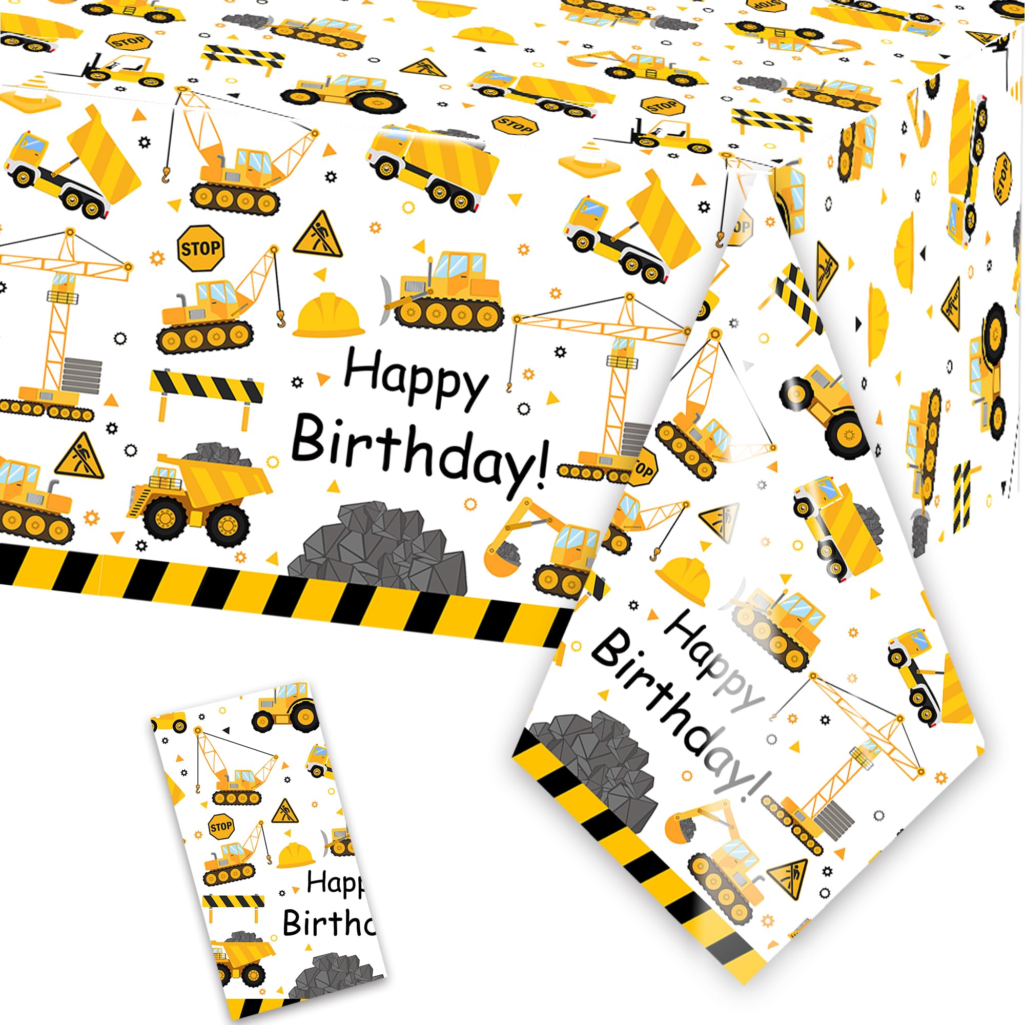 Construction Birthday Tablecloth Dump Truck Table Covers for Construction Theme Boys Baby Shower 1st 2nd 3rd 4th Bday Party Table Supplies Decorations