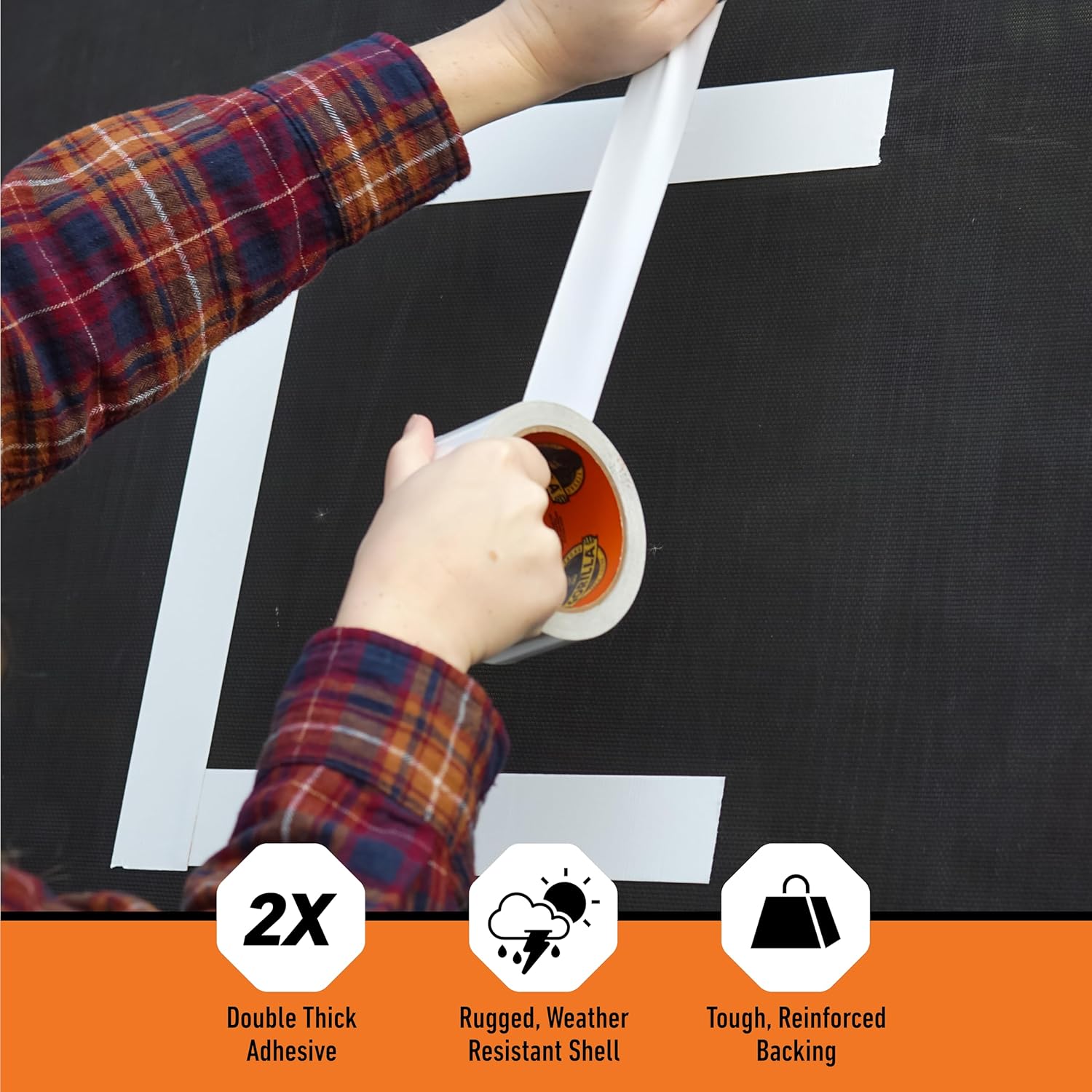 Gorilla Tape, Duct Tape, Utility Tape, Triple Layer Strength, Indoor & Outdoor, Weather Resistant Shell, 1.88 in x 10 yd, White, (Pack of 1) - Image 2