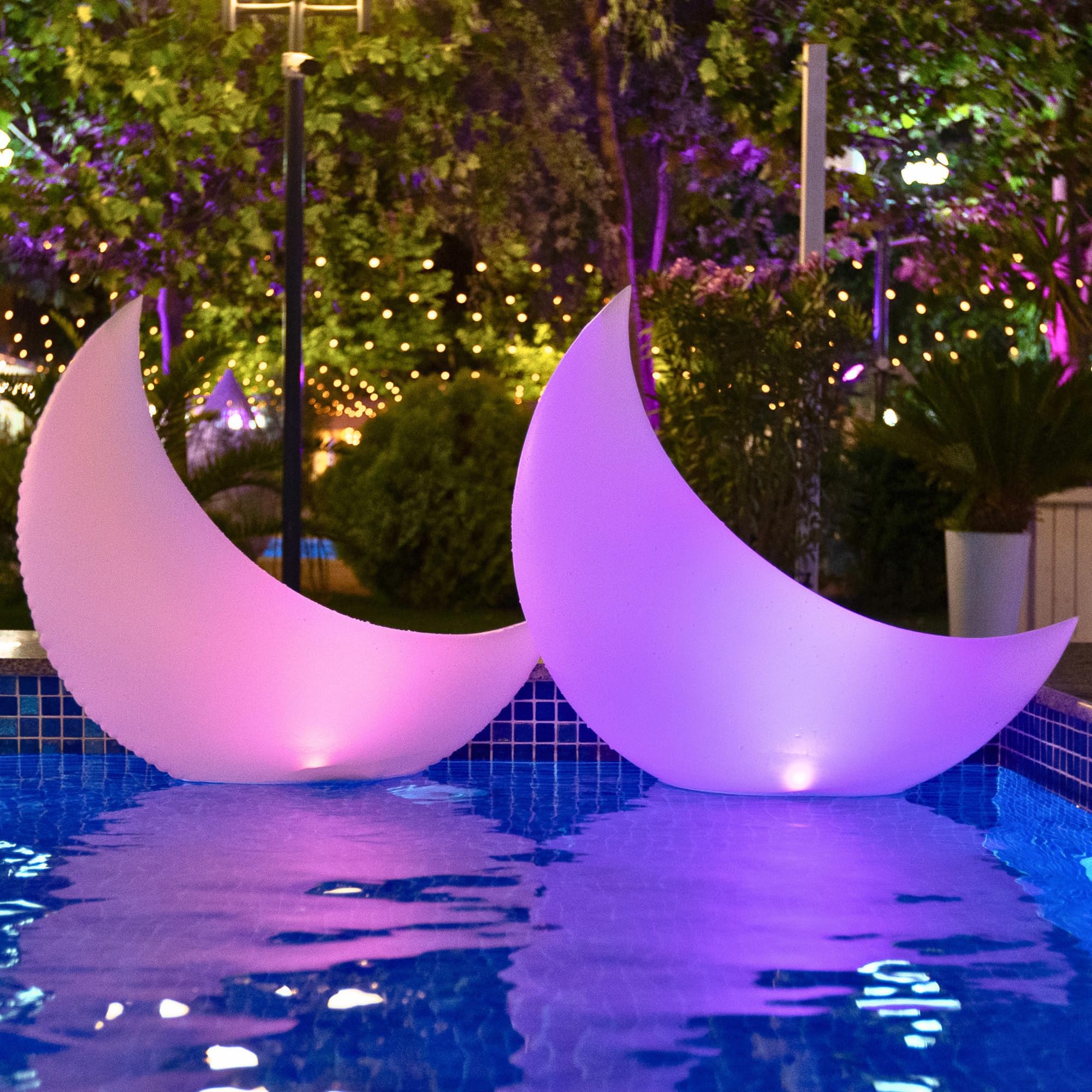 TIALLY Floating Pool Lights Solar Powered - 24" Ramadan Inflatable Light, Moon Floating Pool Decorations, Floating Solar Pool Lights for Swimming Pool, Weddings, Pool Party Decor (2 Pack)