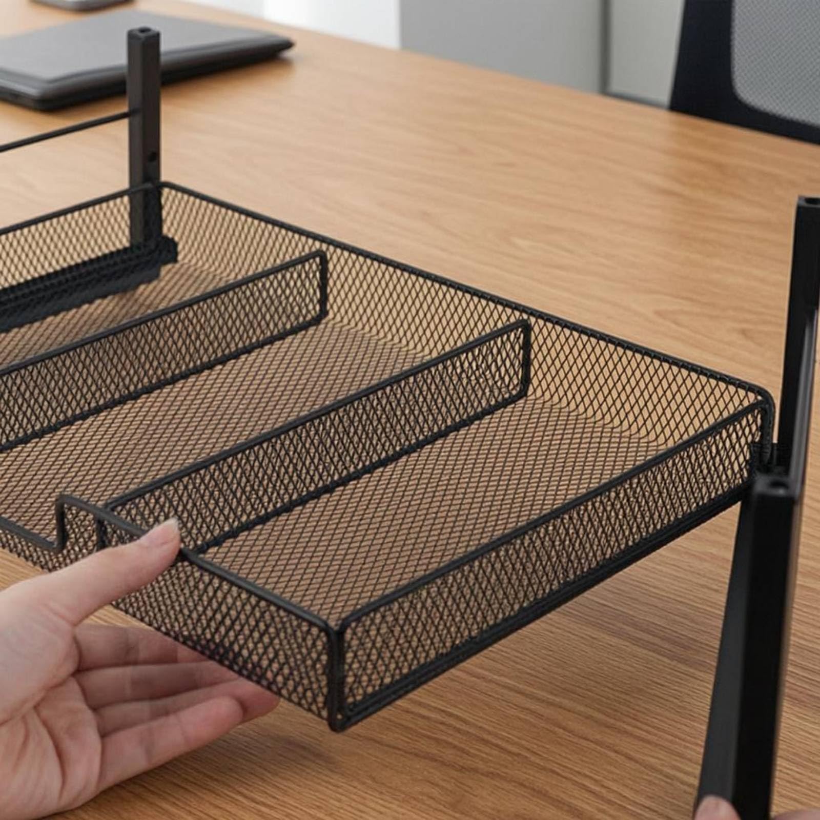 Organizzatore Scrivania Supporto Mensola Tavolo Rialzo Schermo Cassetto Rete Metallo Porta Penne Struttura Solida in Acciaio al Carbonio Adatto per Lavoro Studio Office