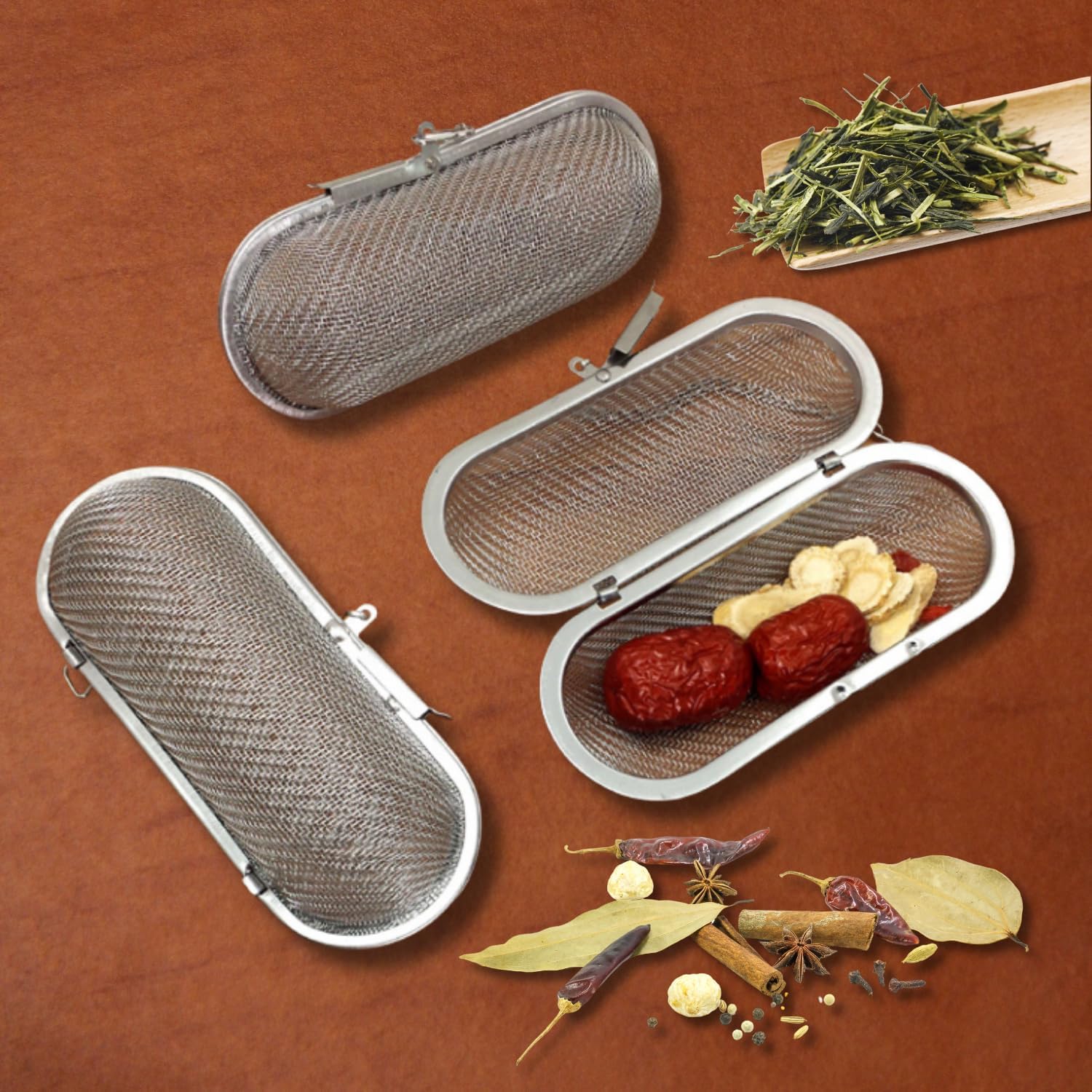 Edelstahl GewüRzsieb& Teesieb – GewüRzsieb Zum Mitkochen, KräUtersieb Mit Kette, GewüRzfilter FüR Kochen & Tee, Wiederverwendbarer GewüRzsäCkchen, GewüRzkugel FüR KräUter & GewüRze Küche, Haushalt & Wohnen