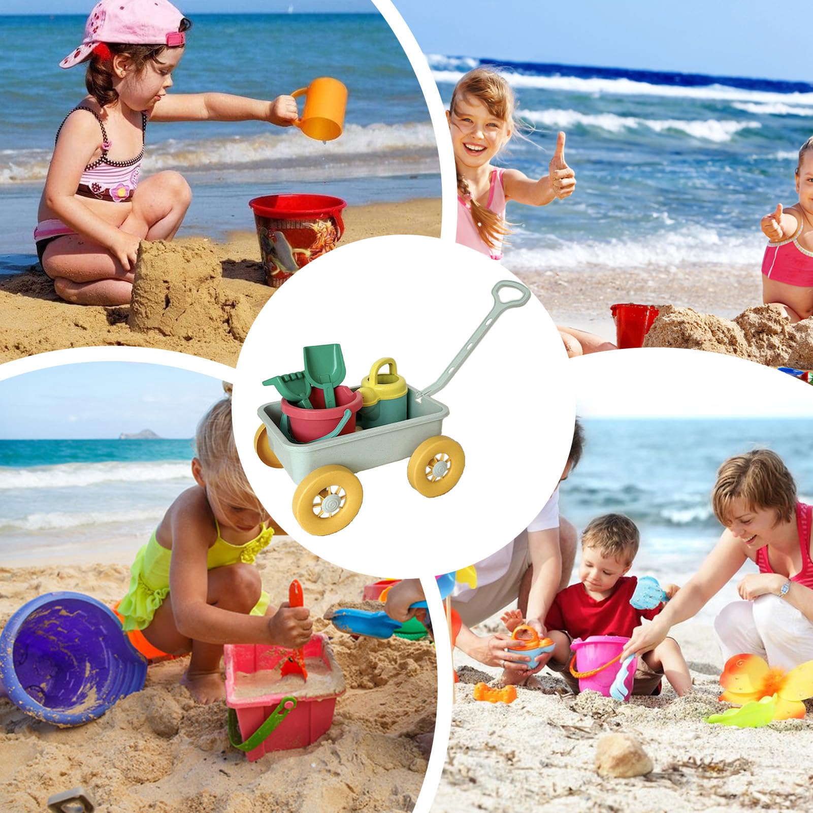 Strandeimer und Schaufel, Sandspiel-Set – kleine pädagogische Eimer und Pellets mit Wagen | Interaktives Outdoor-Spielset für Mädchen, Jugendliche