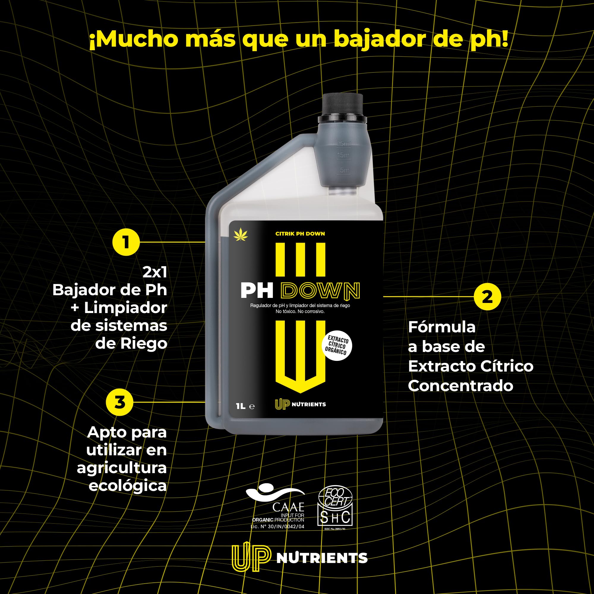 UP NUTRIENTS Pack régulateur PH UP & DOWN 1 L pour plantes | Augmente et amincissant pH sols, cultures et fleurs | Correcteur soulevé et abaisseur 100 % biologique adapté à l'agriculture biologique