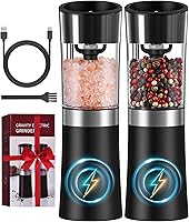 Vista 9 de Juego de molinillo eléctrico de sal y pimienta, nuevo molinillo recargable de sal y pimienta con 4 * baterías recargables, base de carga, luz