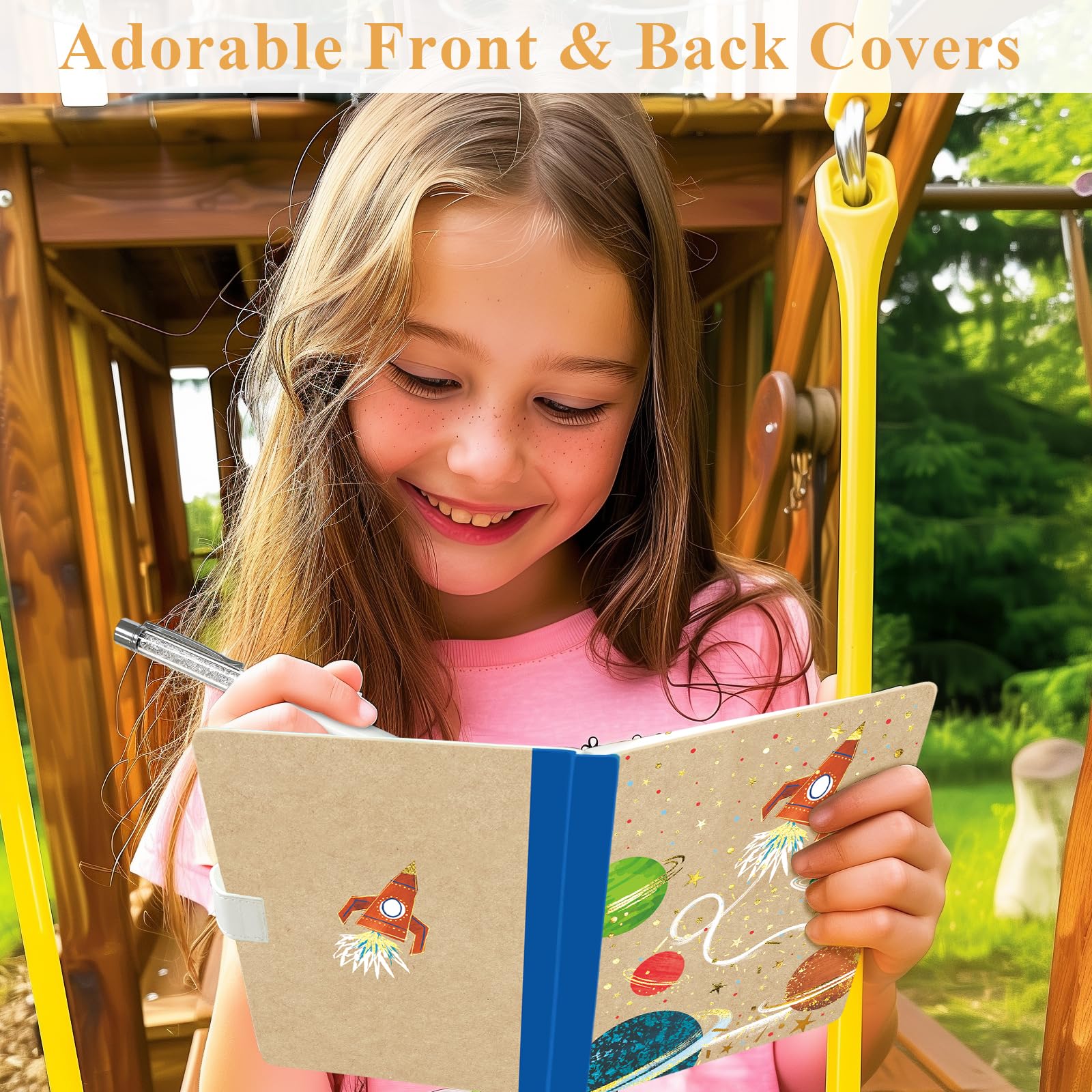 DWIYITTN Rocket Notebook for Girls Gifts for Teens Hardcover Girls Journal with Pen and Magnetic Buckle Closure 192 Pages 19x13.5cm Lined Undated Diary - Image 2