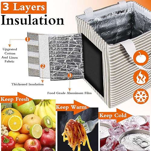 Miniatura 4 de Daixers Paquete de 2 loncheras aisladas para mujeres y hombres, bolsas reutilizables para el almuerzo para adultos, para el trabajo o los viajes