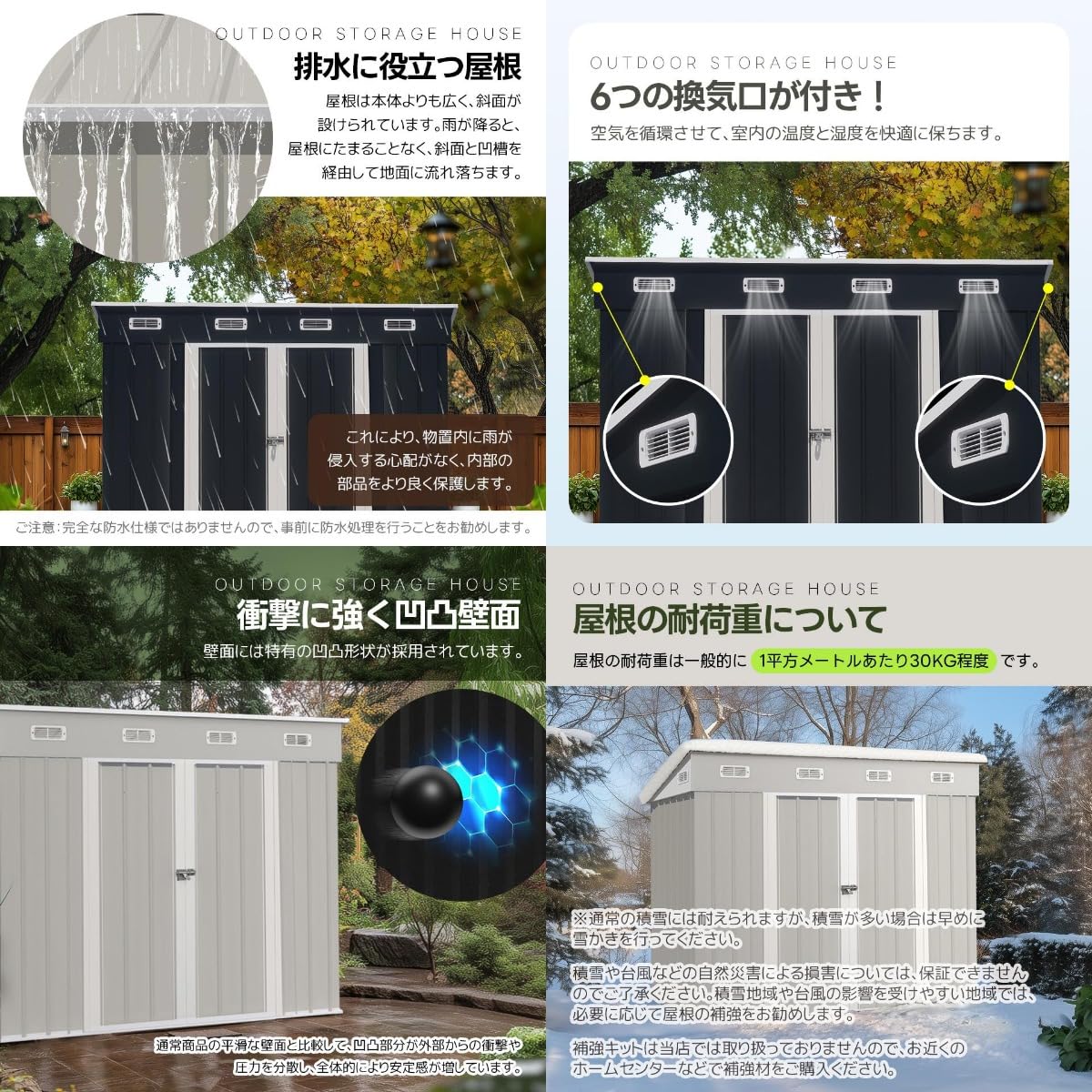 Amazon | STPZHXC 物置 屋外 スチール 倉庫 床材補強フレーム付き 戸外