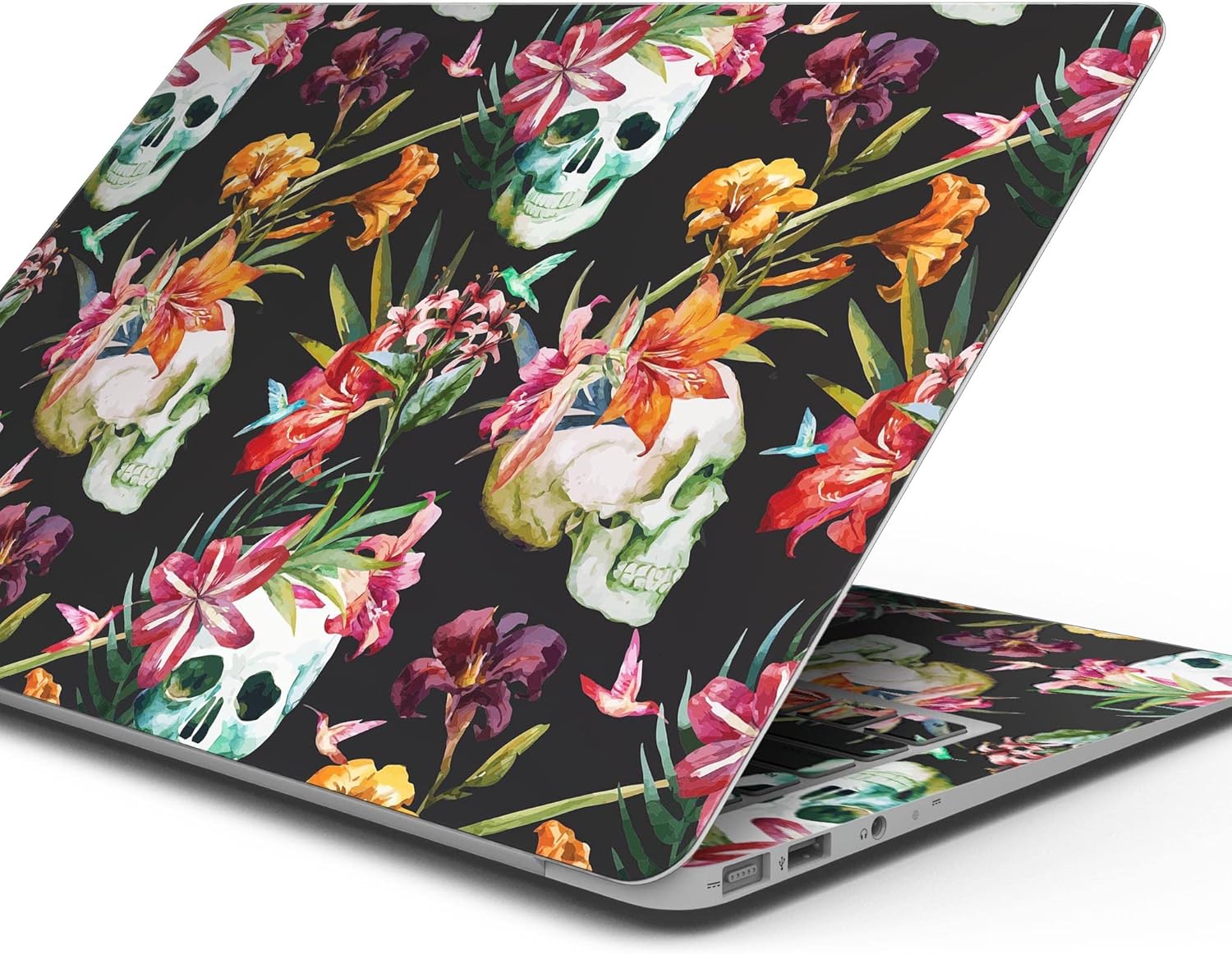 DesignSkinz - Tropical Skull Floral - Full-Body Wrap Protective Decal Skin Kit Compatible with MacBook 16" Pro M1 (A2485)