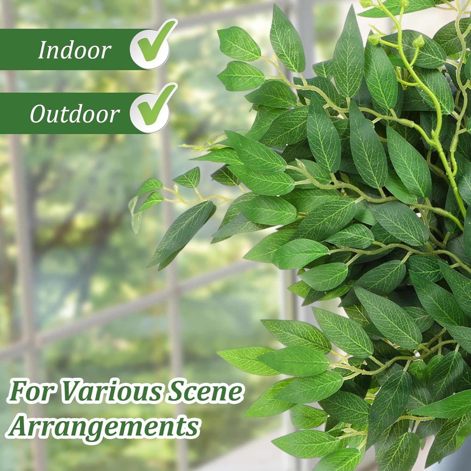 Kifmurase 24Pcs Italian Ruscus Artificial Greenery Stems, Silk Green Leaves 21.6 Inch Fake Spray Plants Faux Greenery Decoration for Centerpieces Wedding Arch Flower Bouquet Table Home Decor