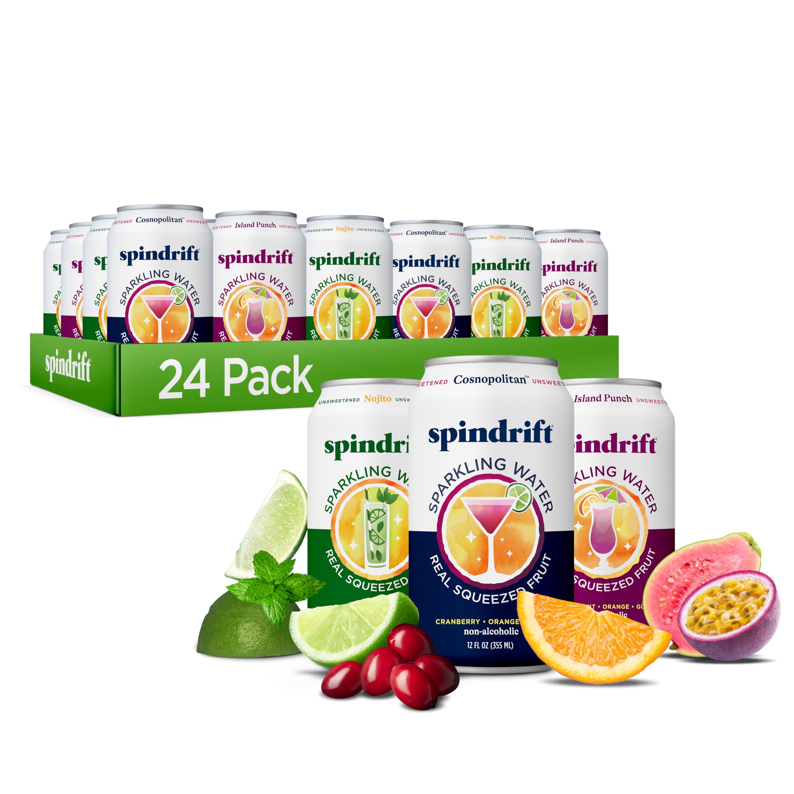 Spindrift Mocktail Variety Pack Can 12 Ounce (Pack of 24)