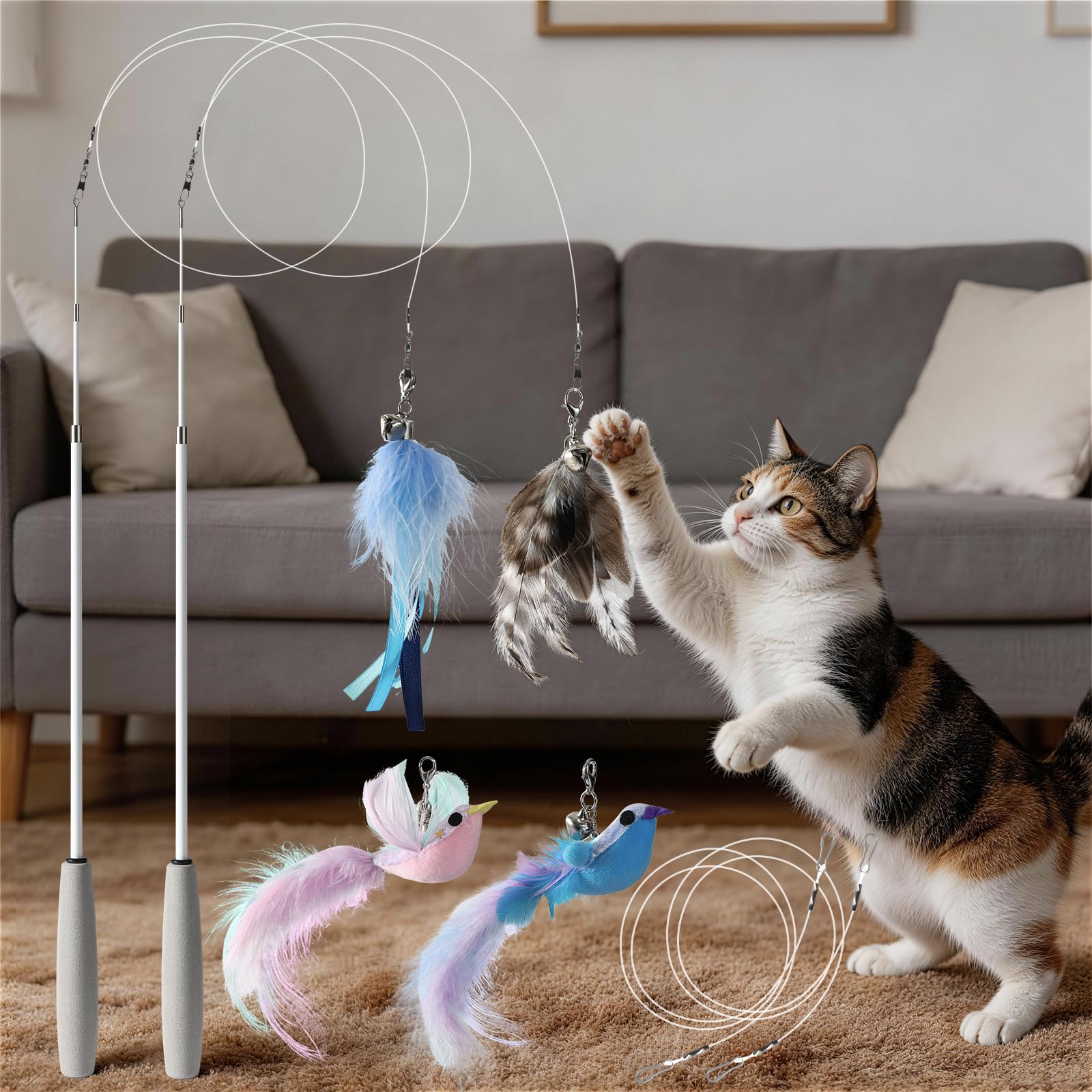 Amazon | セリオン ネコ じゃらし 猫 羽のおもちゃ 2本セット 鳥型