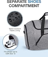 Vista 5 de BAGSMART Bolsa de viaje, gris, Large - 55L