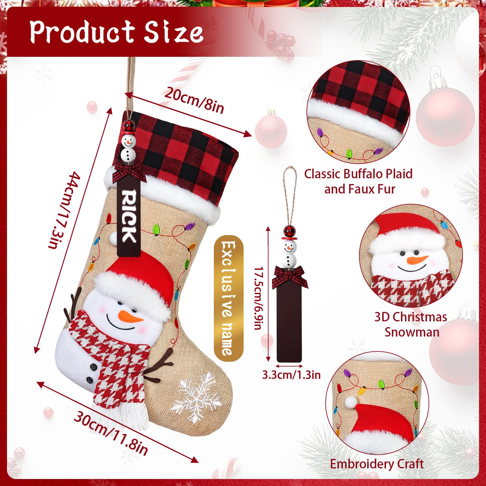 Calze natalizie decorative, set di 3, come nuove! (Nuovo (secondo la