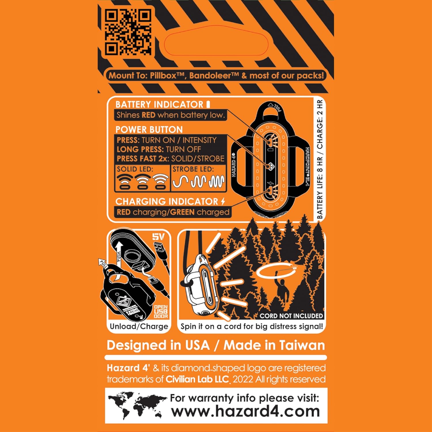 HAZARD 4 Beacon Light Kit-B - LED Core - Rechargeable Wireless Strobe Device - Amber Warning Light - Battery Powered - Includes Boot Cover, SG1, Screws/Plugs, Nuts/Plugs, Charge Cable
