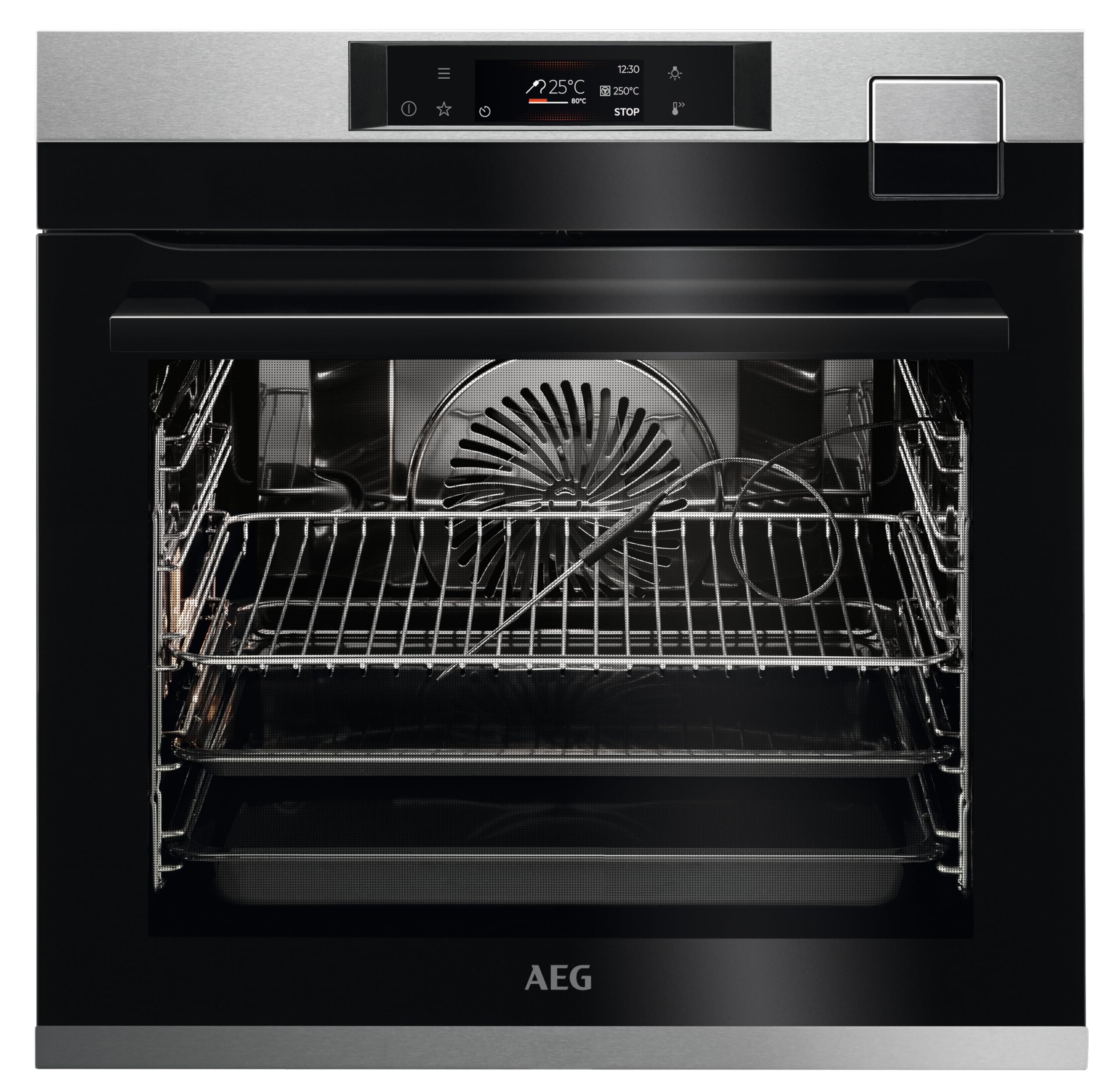 AEG BSE79228BM Dampfbackofen / Serie 9000 mit SteamPro / Dampfreinigung / Kerntemperatursensor / Touch-Bedienung / Grill / Display mit Uhr / Kindersicherung / A++ / Edelstahl mit Antifingerprint