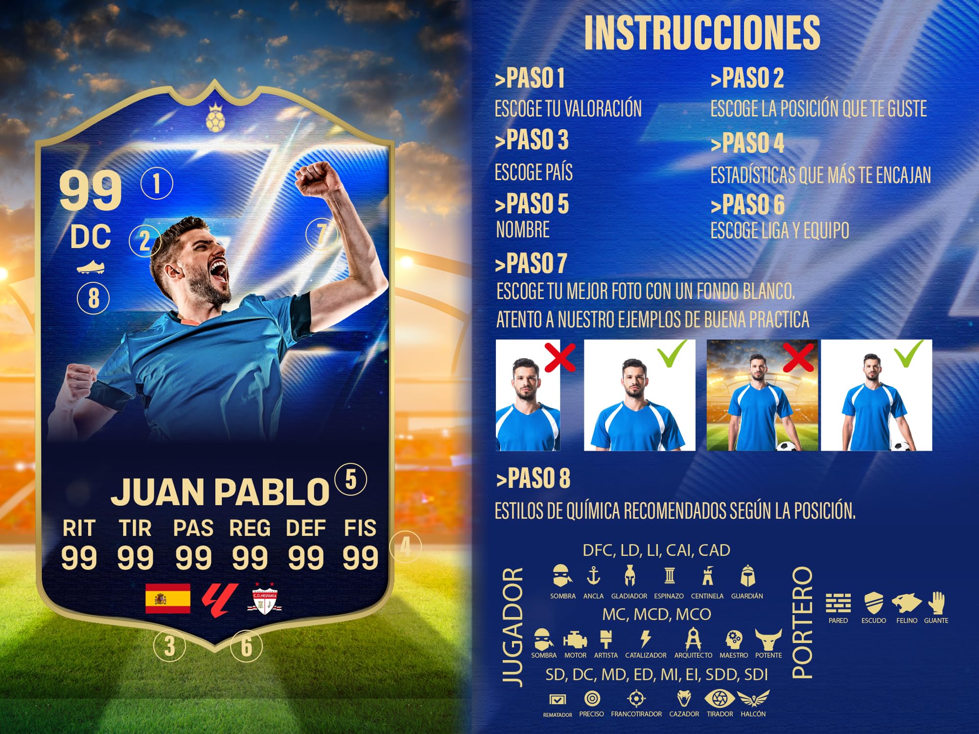 Oedim Carta de Fútbol Personalizada Diseño Toty Heroe 2026, Varias Medidas y Materiales