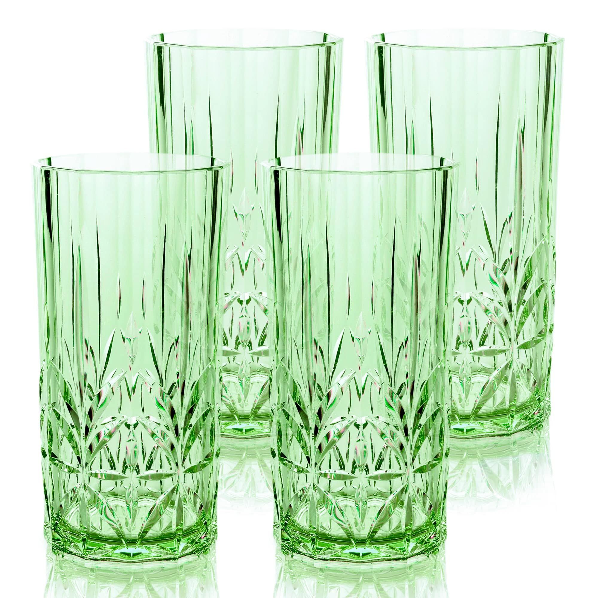 BELLAFORTE Bruchsichere Trinkgläser aus Tritan-Kunststoff, 530 ml, Myrtle Beach Tall Tumbler, unzerbrechliche Kunststoffgläser für Partys, Geschenke, Neujahr, BPA-frei, spülmaschinenfest, Grün, 4