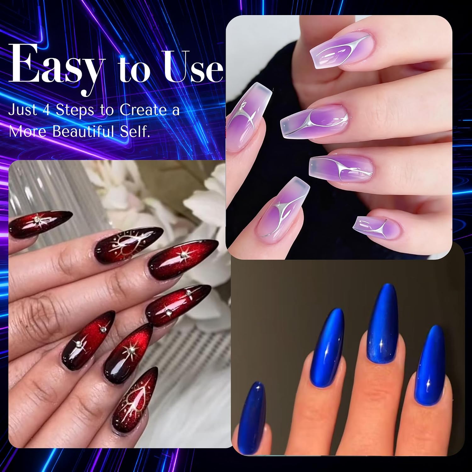 AzureBeauty Dip Powder Nail Kit, 6 Color Jelly Glow Dipping, Natural French Nail Art Starter Manicure Salon DIY at Home