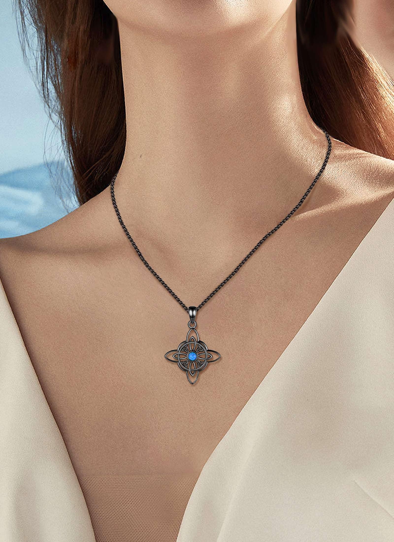 CELESTIA Nodo della Strega Ciondolo Pentacolo Amuleto Donna Celtico Collana Argento 925 Wicca Streghe Gioielli Stregoneria Esoterica Regalo