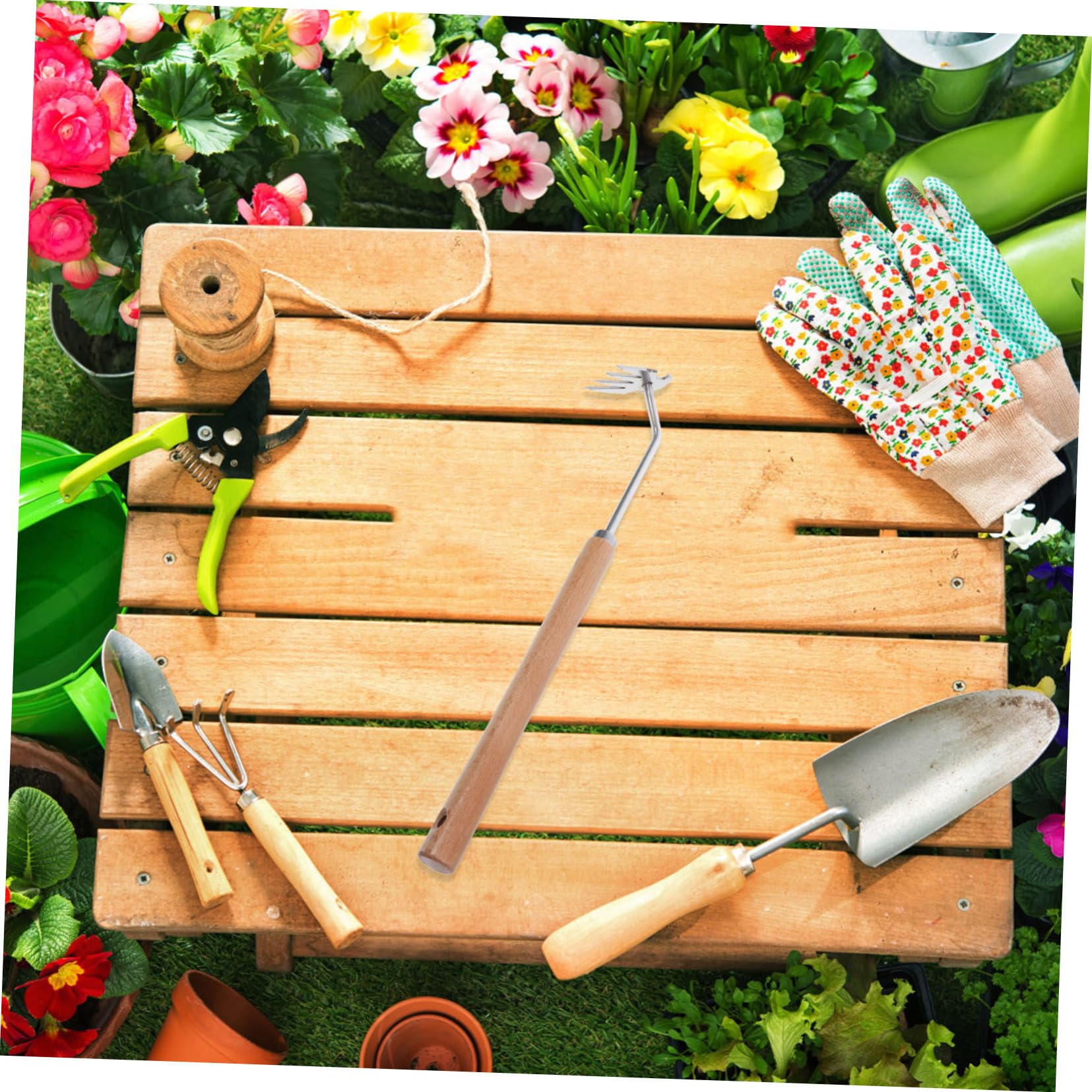 Sosoport 5stücke Ergonomischer Gartenrechen Mit Zinken Handwerkzeug Zum Jäten Multifunktionales Unkrautentfernungsgerät Für Garten Und Rasenpflege