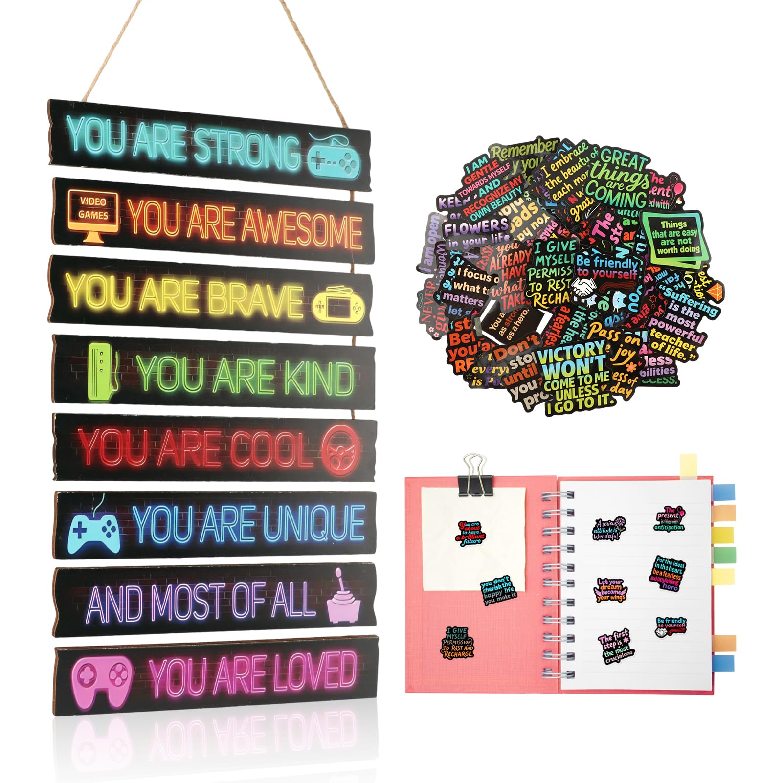 Gamer Themed Wooden Wall Decor with Inspirational Quotes