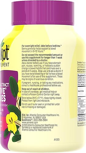 Miniatura 3 de Senokot Gomitas laxantes de suplemento dietético, extracto natural de senna, alivio suave durante la noche del estreñimiento ocasional, sabor a