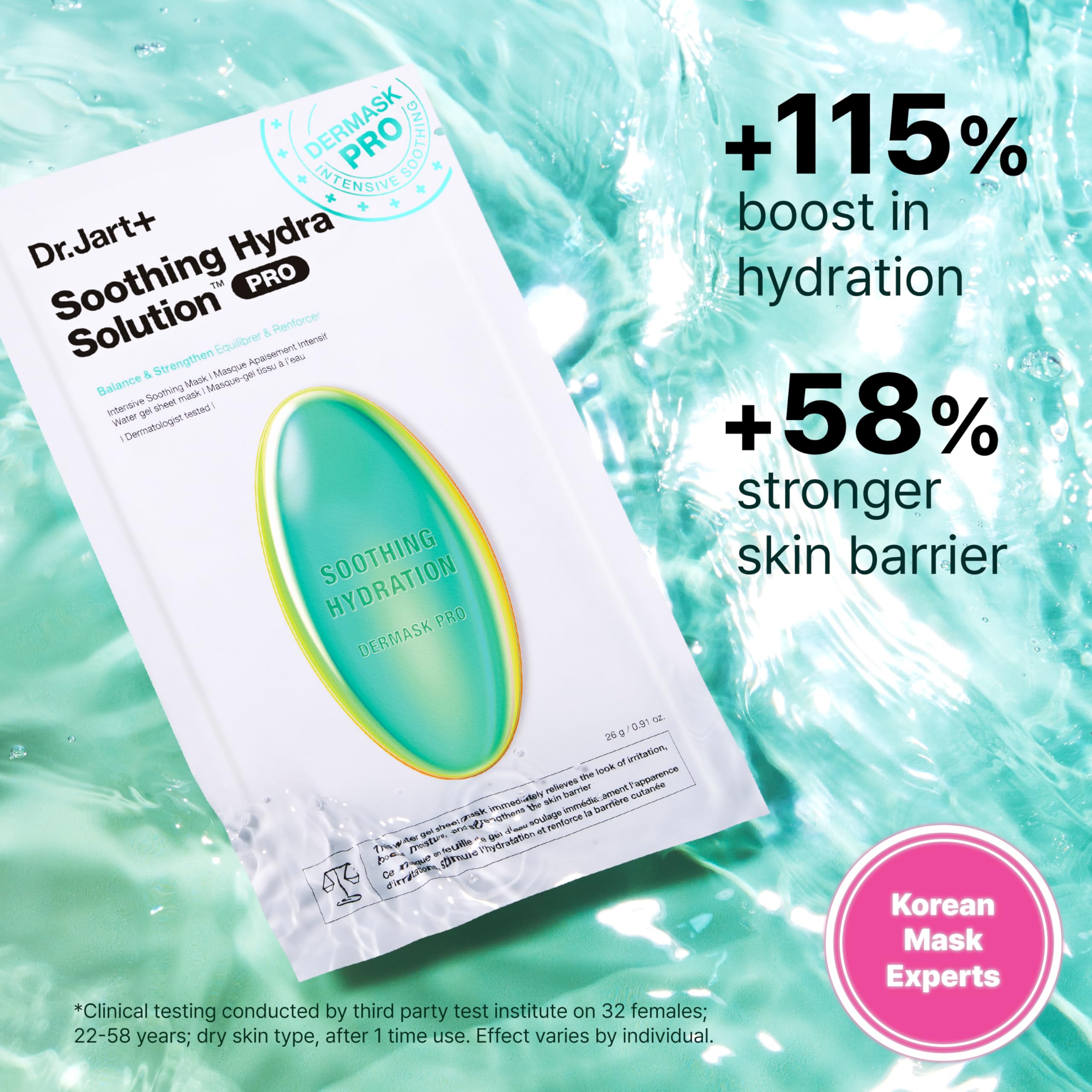 Dr.Jart+ Dermask Soothing Hydra Solution Korean Face Mask for Visibly Irritated Skin | Sheet Mask | Korean Skin Care