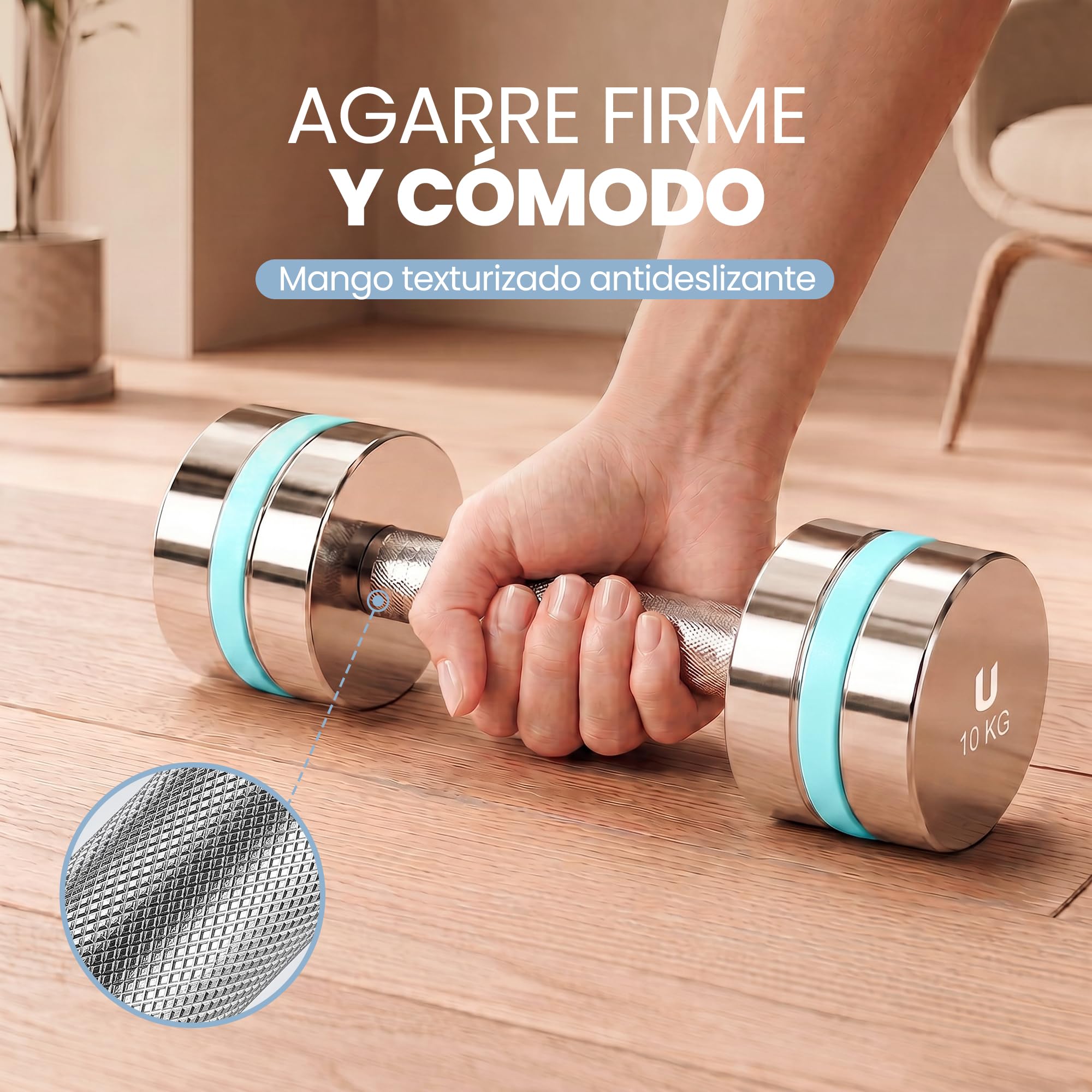 unycos - Mancuerna Ajustable de Acero【2,5-25 kg】Pesa Ergonómica con Barra y Discos para Gimnasio en Casa, Pilates y Fitness, Entrenamiento Integral (Titan Transformer)