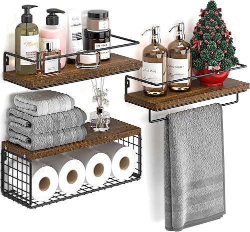 Zincify Estantes de baño 3+1 sobre el inodoro con cesta de almacenamiento de alambre, estantes de pared de baño con toallero, estantes de