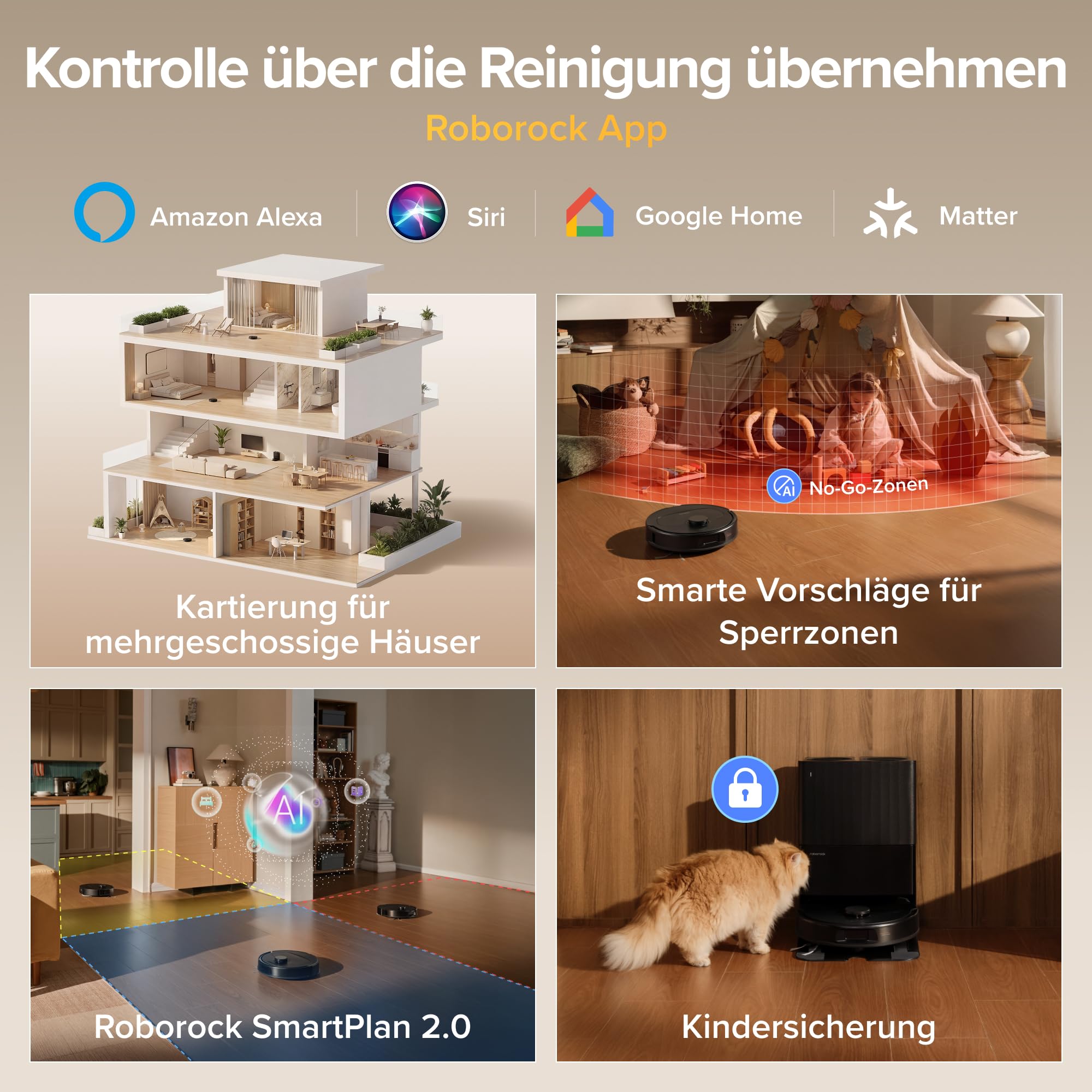 Roborock Qrevo S Pro Saugroboter mit Wischfunktion, 18.500 Pa, 75 °C Heißwasser-Moppreinigung, Anti-Tangle System, Reactive Tech Hindernisvermeidung, All-in-One Dock (Schwarz)
