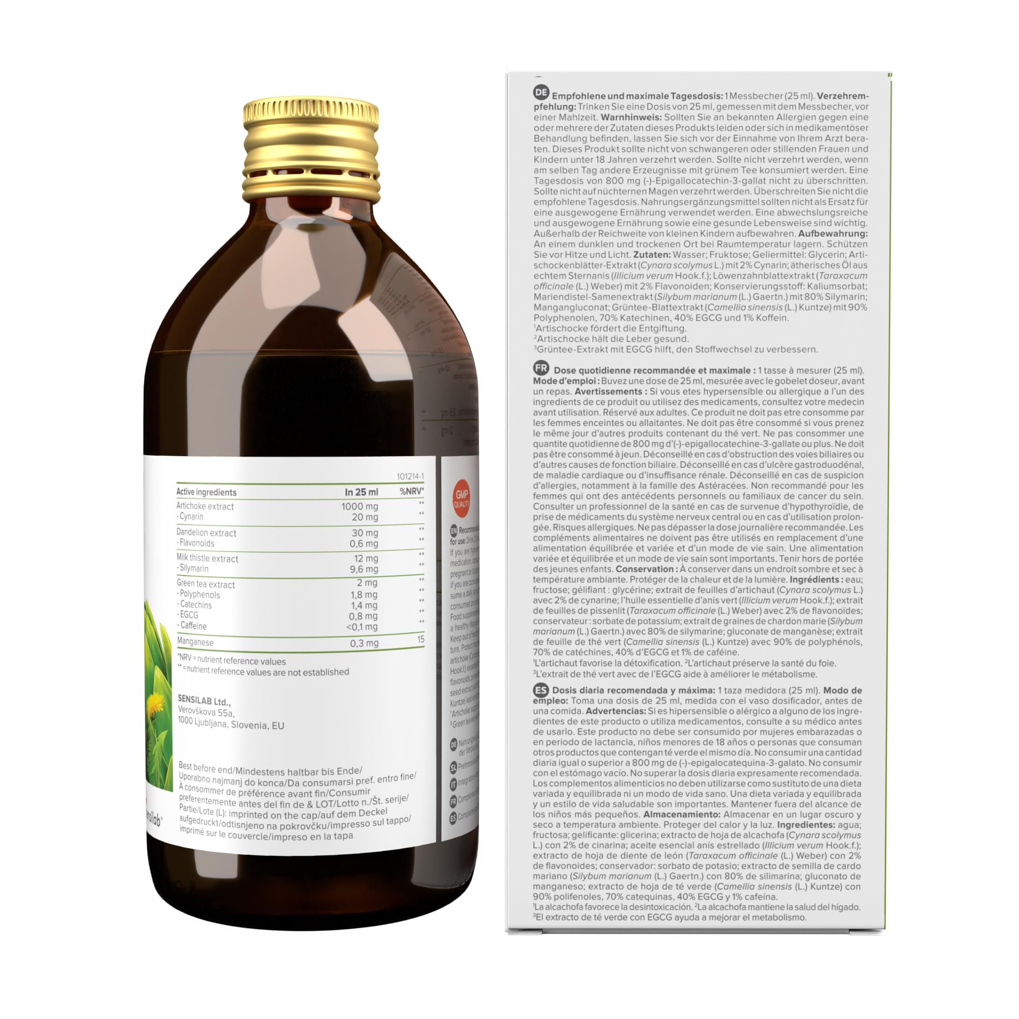 Sensilab Hepafar Drink – Leber – 2x500 ml für 40 Tage – Mariendistel Tee, Lebertee – Mariendistel, Grüner Tee, Mangan, Löwenzahn & Artischocke – 80% Silymarin
