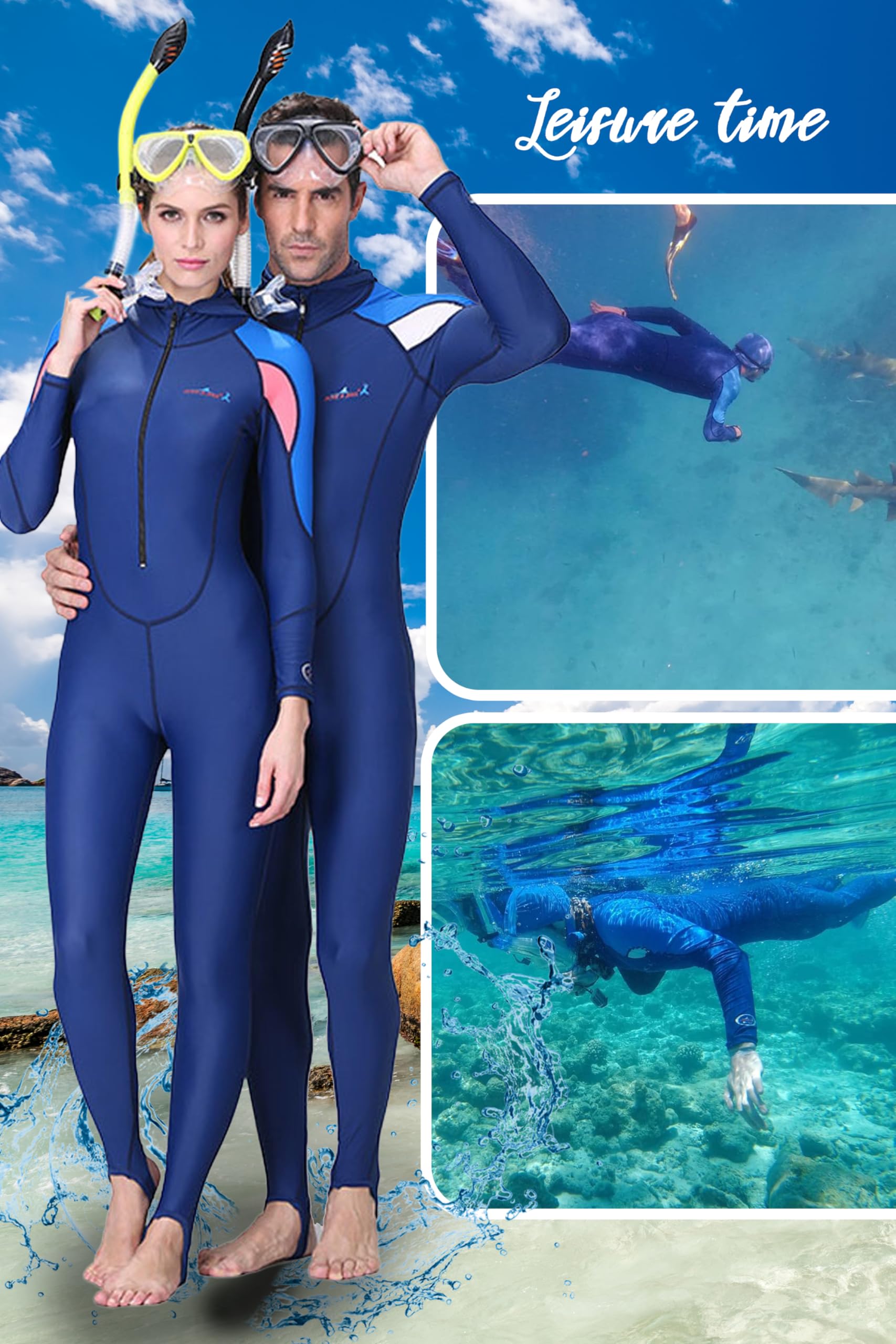 Femmes Hommes Combinaison de Plongée Zippé Anti-UV Manches Longues pour Plongée Natation Surf (Homme, 3XL)