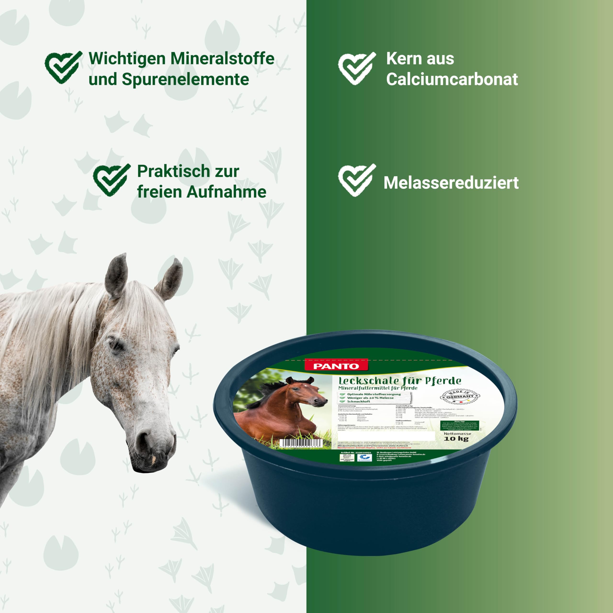 PANTO Rundum-Set Pferd – Formel A, Mineralleckschale & Leckerli | Komplettset aus Allroundpellet, Mineralleckschale mit Spurenelementen & Leckerli – Rundumversorgung für Pferde