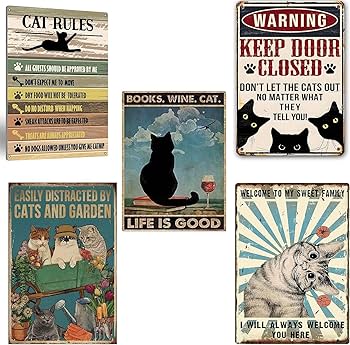 セット○猫8ブリキ看板ヴィンテージ壁掛けパネルアンティークレトロ