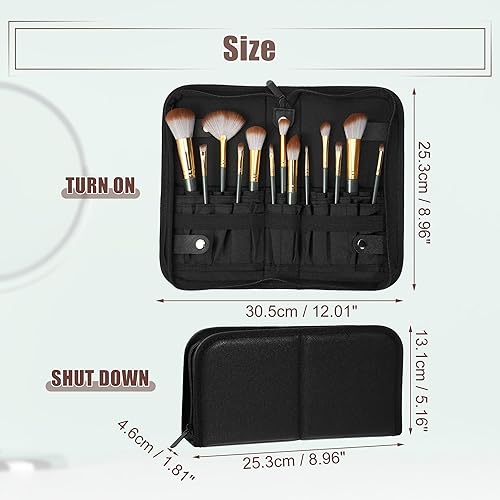 Miniatura 5 de VOCOSTE Soporte plegable para brochas de maquillaje, 23 bolsillos, organizador de brochas de maquillaje, bolsa de viaje para brochas de maquillaje,