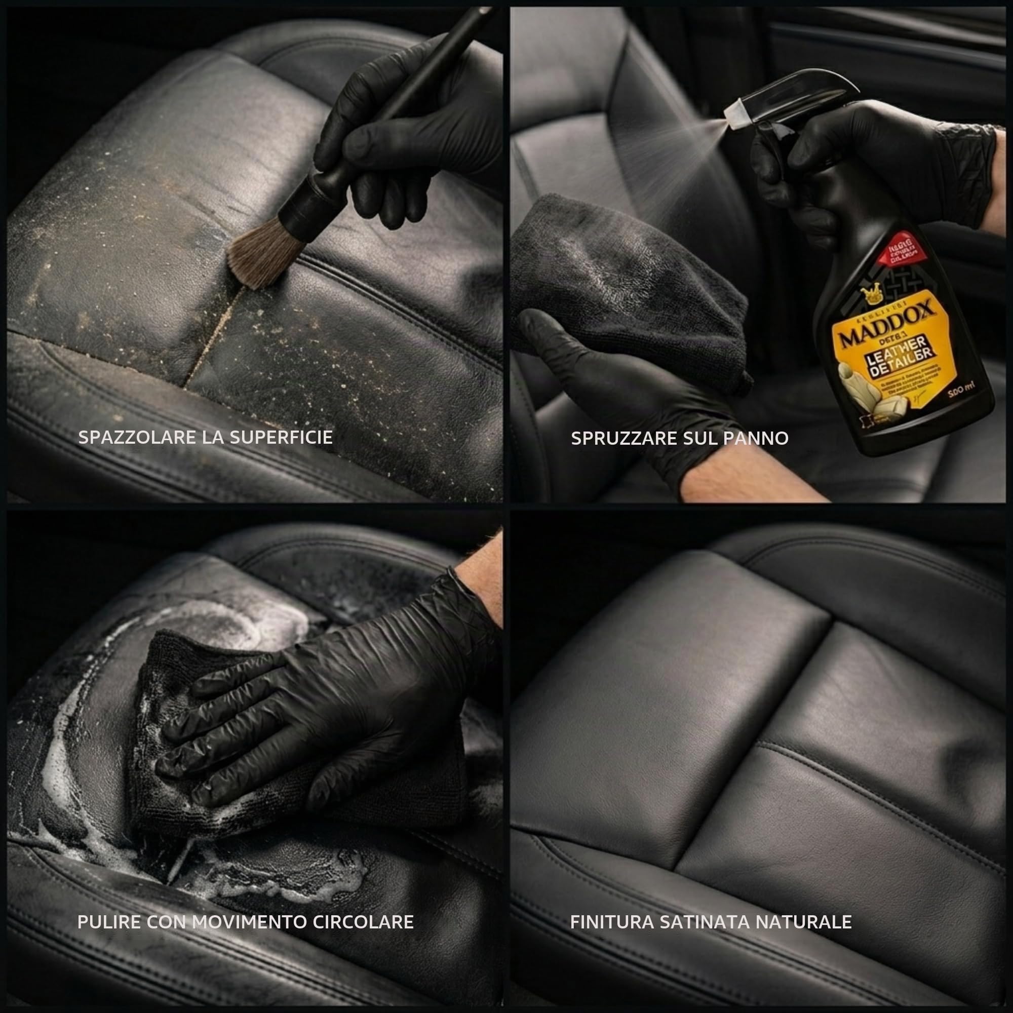 Maddox Detail - Leather Detailer 500ml | Trattamento Pelle Auto | Pulizia Pelle Auto | Pulizia Pelle | Elimina Sporco e Macchie | Restaura Sedili | Pulizia Pelle Auto Interni