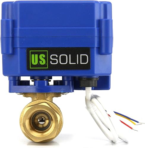 U.S. Solid Válvula de bola motorizada - Válvula de bola eléctrica de latón de 12", puerto completo, 9-24V ACDC y configuración de ruptura positiva