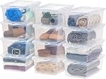 IRIS USA 16 Boîte de rangement L Stackable BPA-Free bac en plastique avec couvercle, 4 Emballage, organisation des contenants, clair