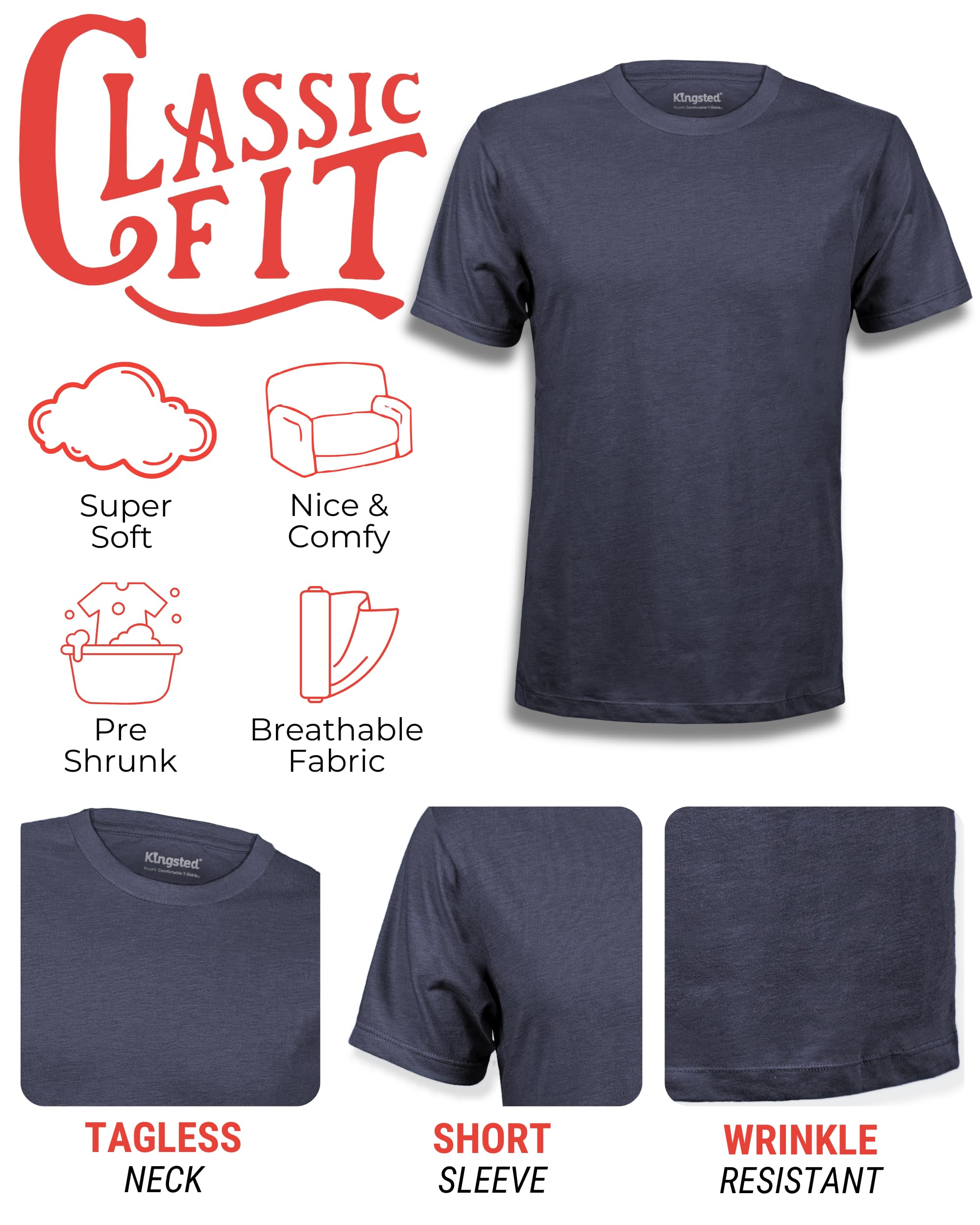 Kingsted Herren Klassische Einfarbige Herren-t-Shirts T-Shirt (4er Pack)