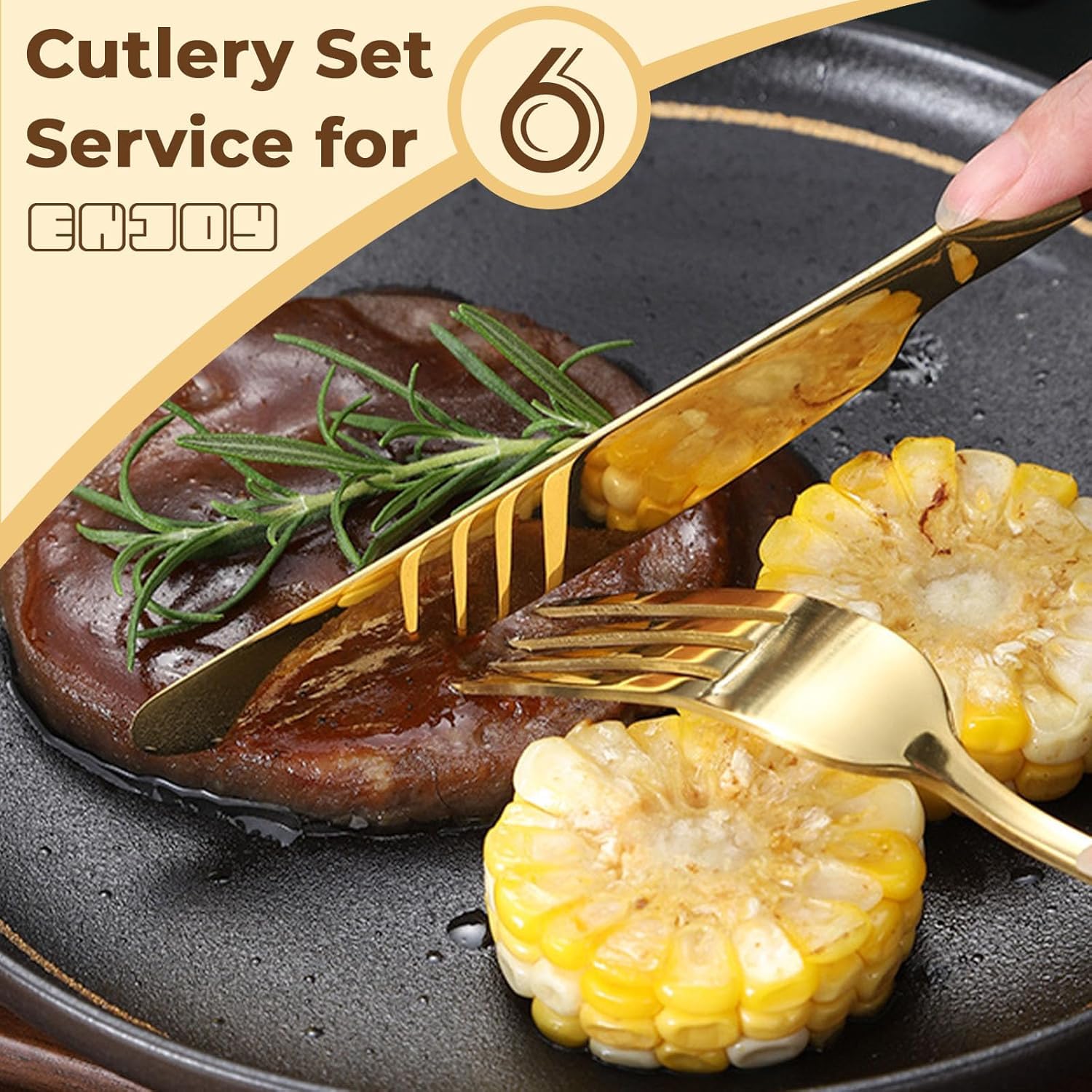 Artek Stainless Steel Cutlery Set - 24 Piece with Stand -6