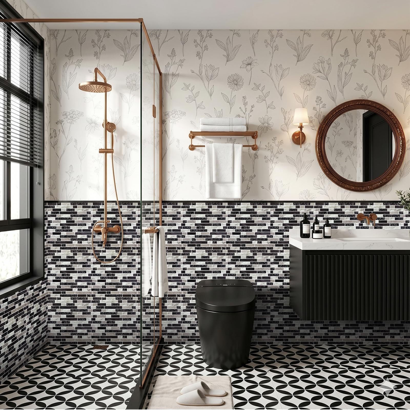 Adesivi per piastrelle, 10 pezzi, 30,5 x 30,5 cm, piastrelle adesive 3D per cucina e bagno, in vinile, pellicola per piastrelle da bagno e cucina, paraspruzzi (marrone, 10 pezzi)