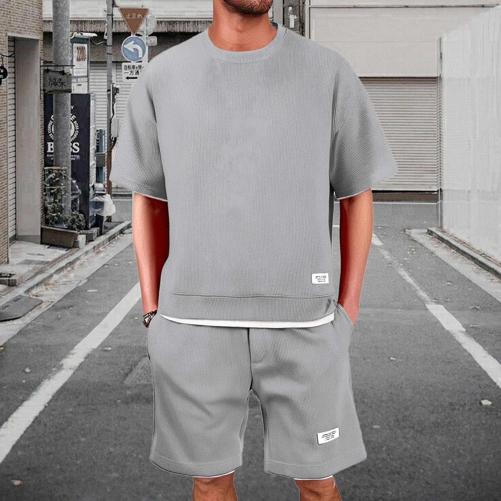 Chándal para Hombre Conjunto de Chándal Camiseta + Pantalones Cortos Traje de Verano de 2 Piezas de dos Piezas Deportivo Cómodo Transpirable Traje de Playa de Verano 2025