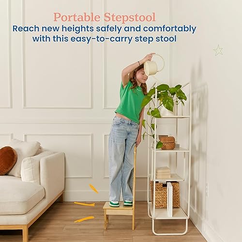 Miniatura 3 de ECR4Kids Taburete con mango largo, un paso, natural