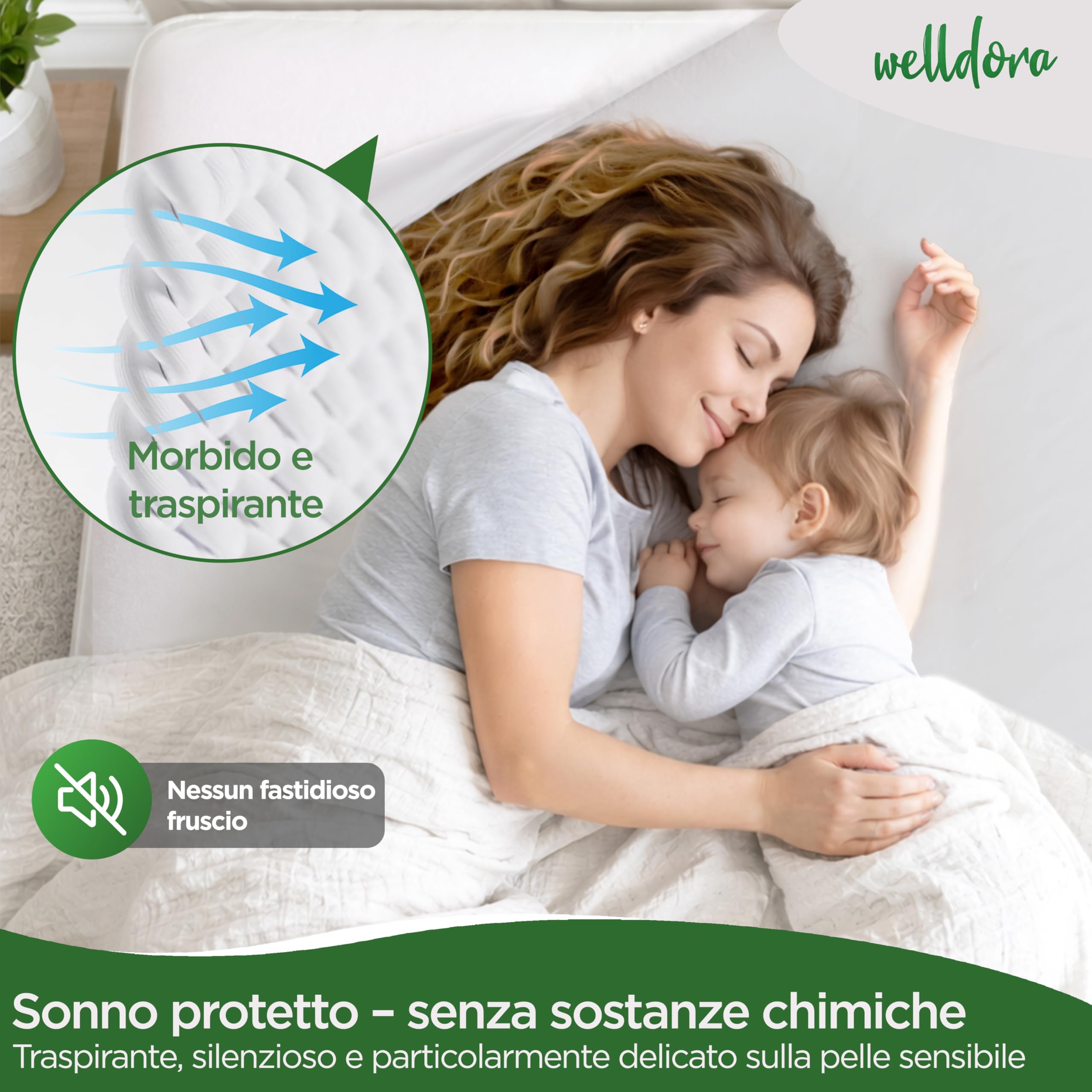 Welldora Coprimaterasso Antiacaro Premium 160 x 200 x 20 cm – Copri Materasso Antiacaro Anallergico Testato - Rivestimento con Cerniera - Biancheria da Letto Anallergica